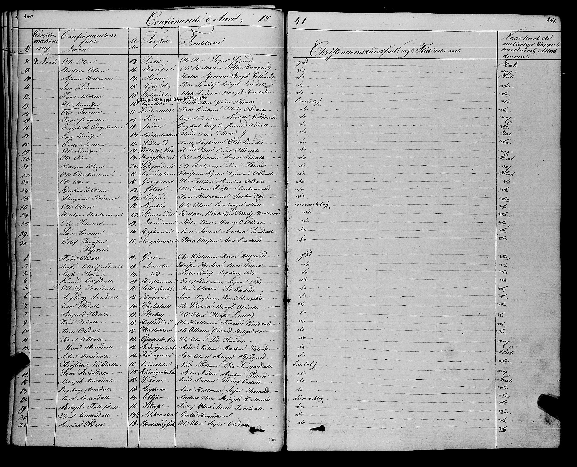 Gol kirkebøker, SAKO/A-226/F/Fa/L0002: Parish register (official) no. I 2, 1837-1863, p. 240-241