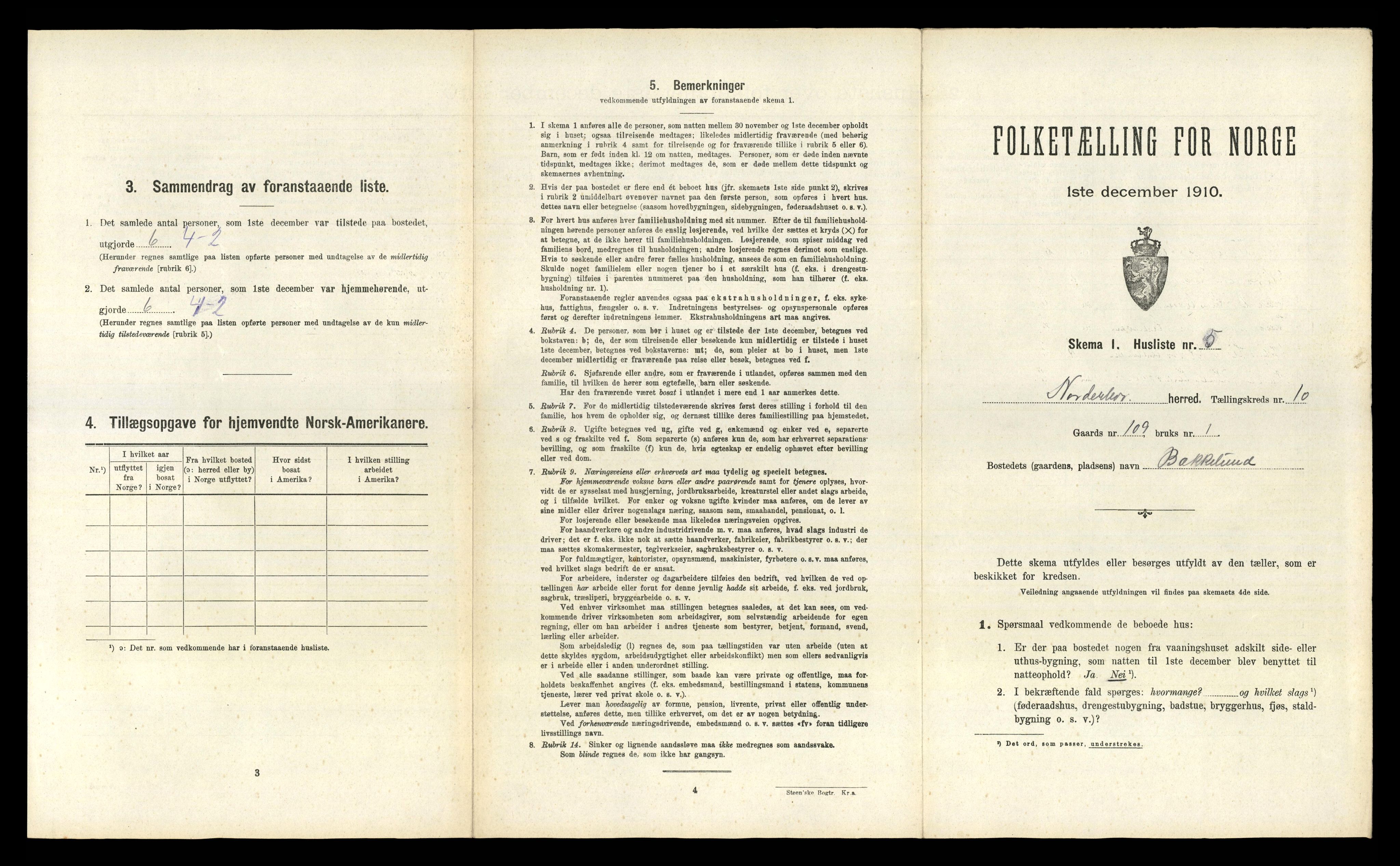 RA, 1910 census for Norderhov, 1910, p. 2576