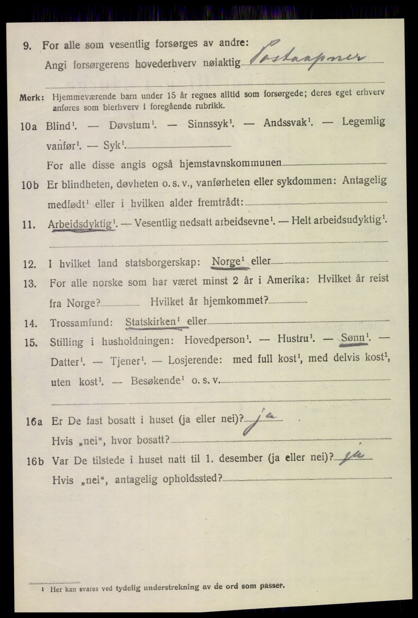 SAT, 1920 census for Veøy, 1920, p. 3546