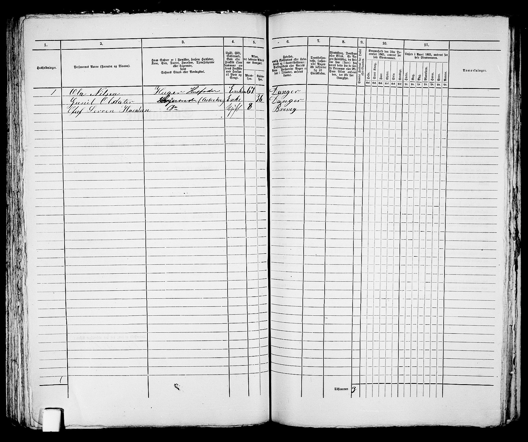 RA, 1865 census for Brevik, 1865, p. 137