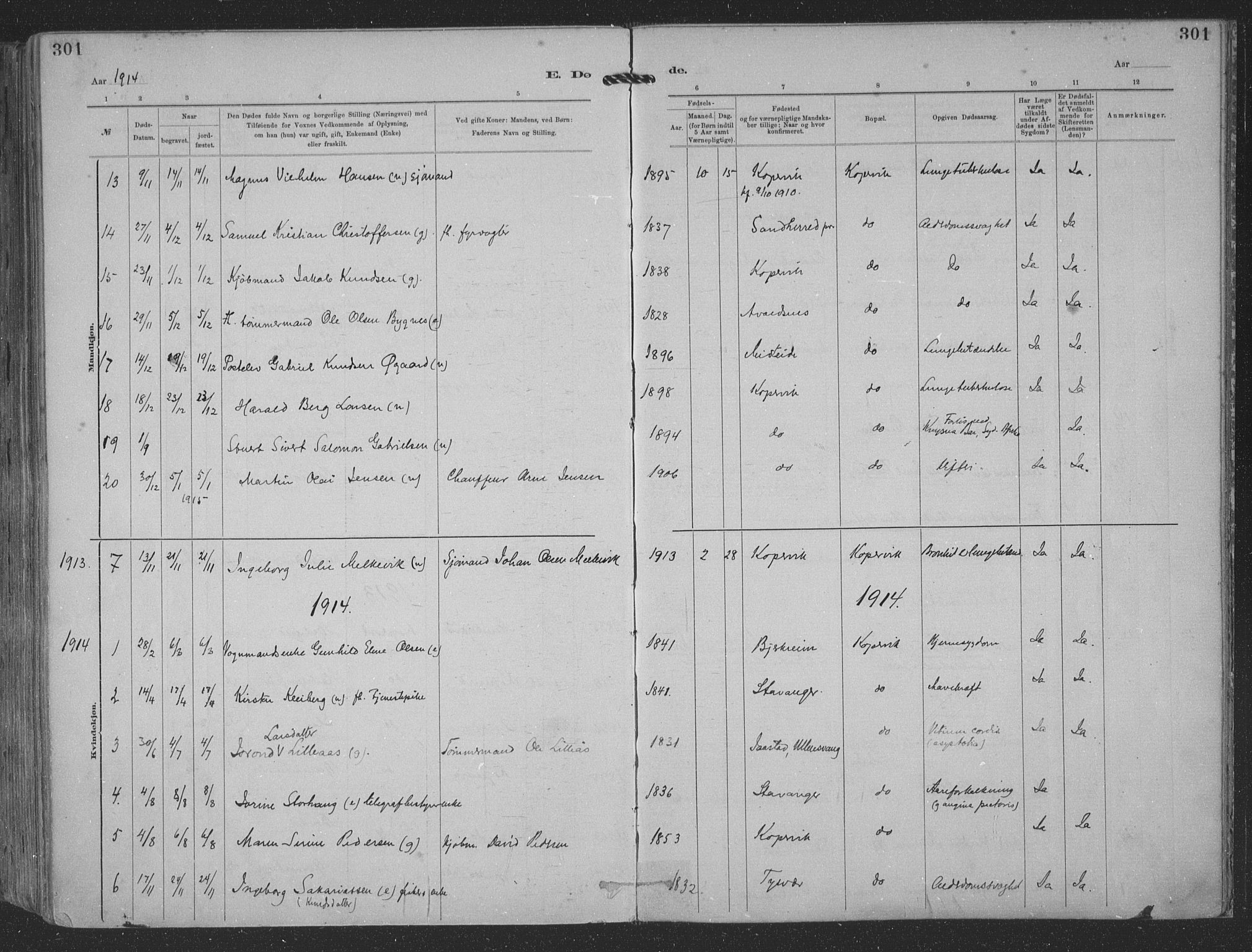 Kopervik sokneprestkontor, SAST/A-101850/H/Ha/Haa/L0001: Parish register (official) no. A 1, 1880-1919, p. 301