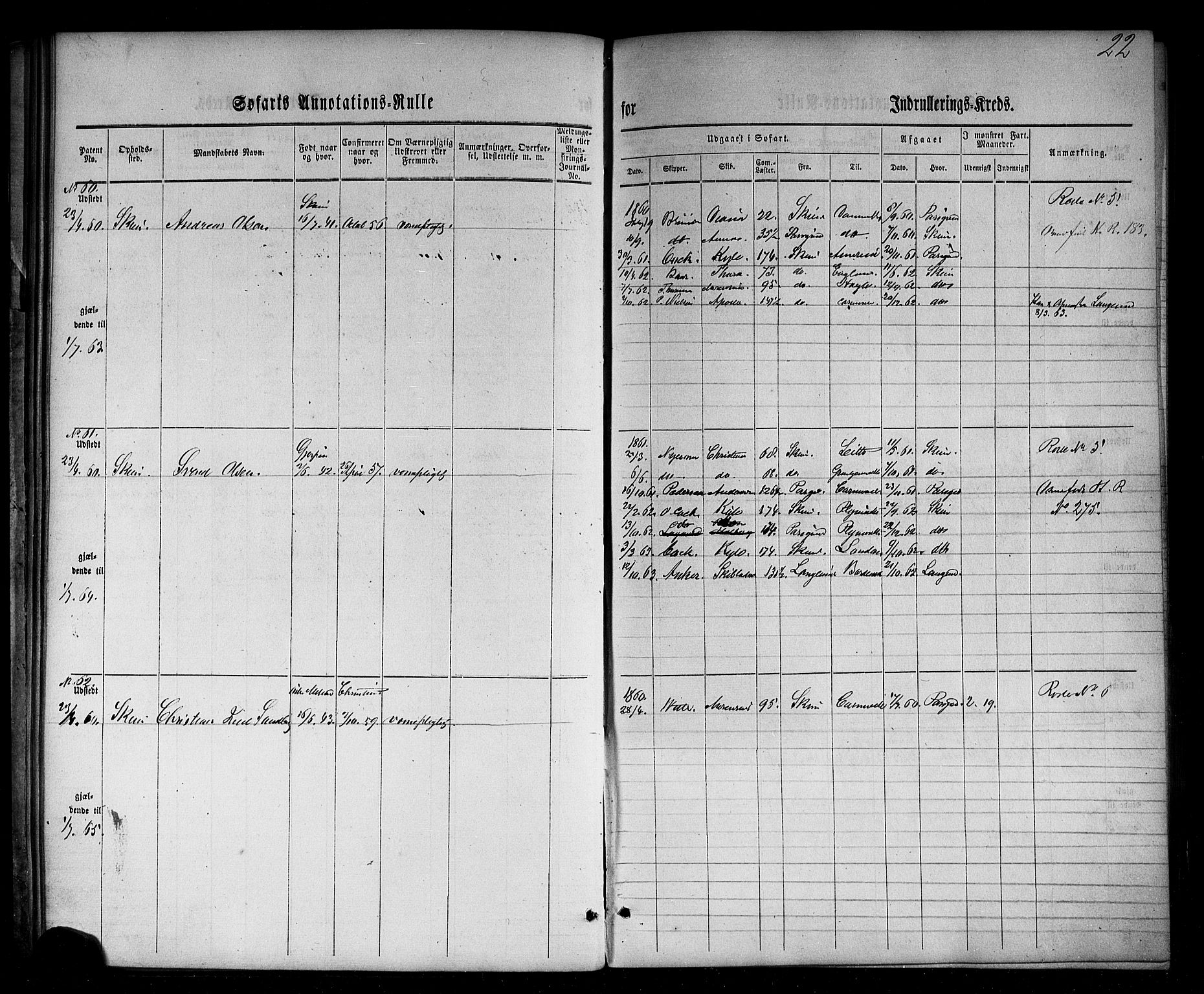 Skien innrulleringskontor, AV/SAKO-A-832/F/Fc/L0001: Annotasjonsrulle, 1860-1868, p. 45