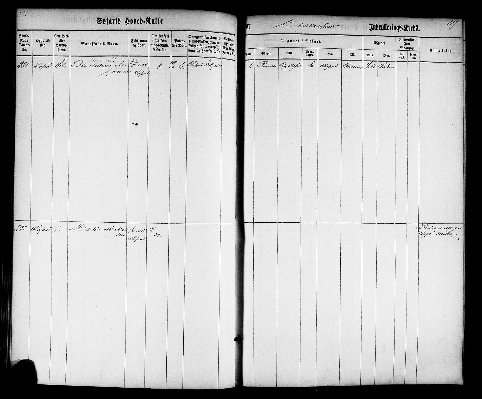 Kristiansand mønstringskrets, AV/SAK-2031-0015/F/Fb/L0022: Hovedrulle nr 1-766, dublett, J-1, 1860-1870, p. 118