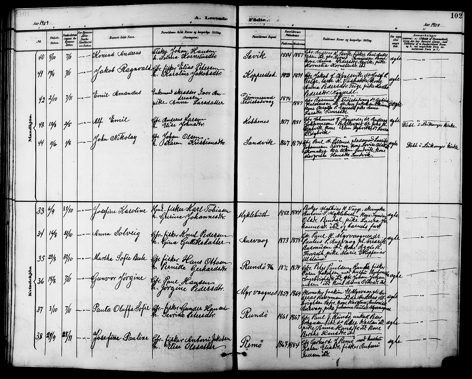 Ministerialprotokoller, klokkerbøker og fødselsregistre - Møre og Romsdal, AV/SAT-A-1454/507/L0082: Parish register (copy) no. 507C05, 1896-1914, p. 102