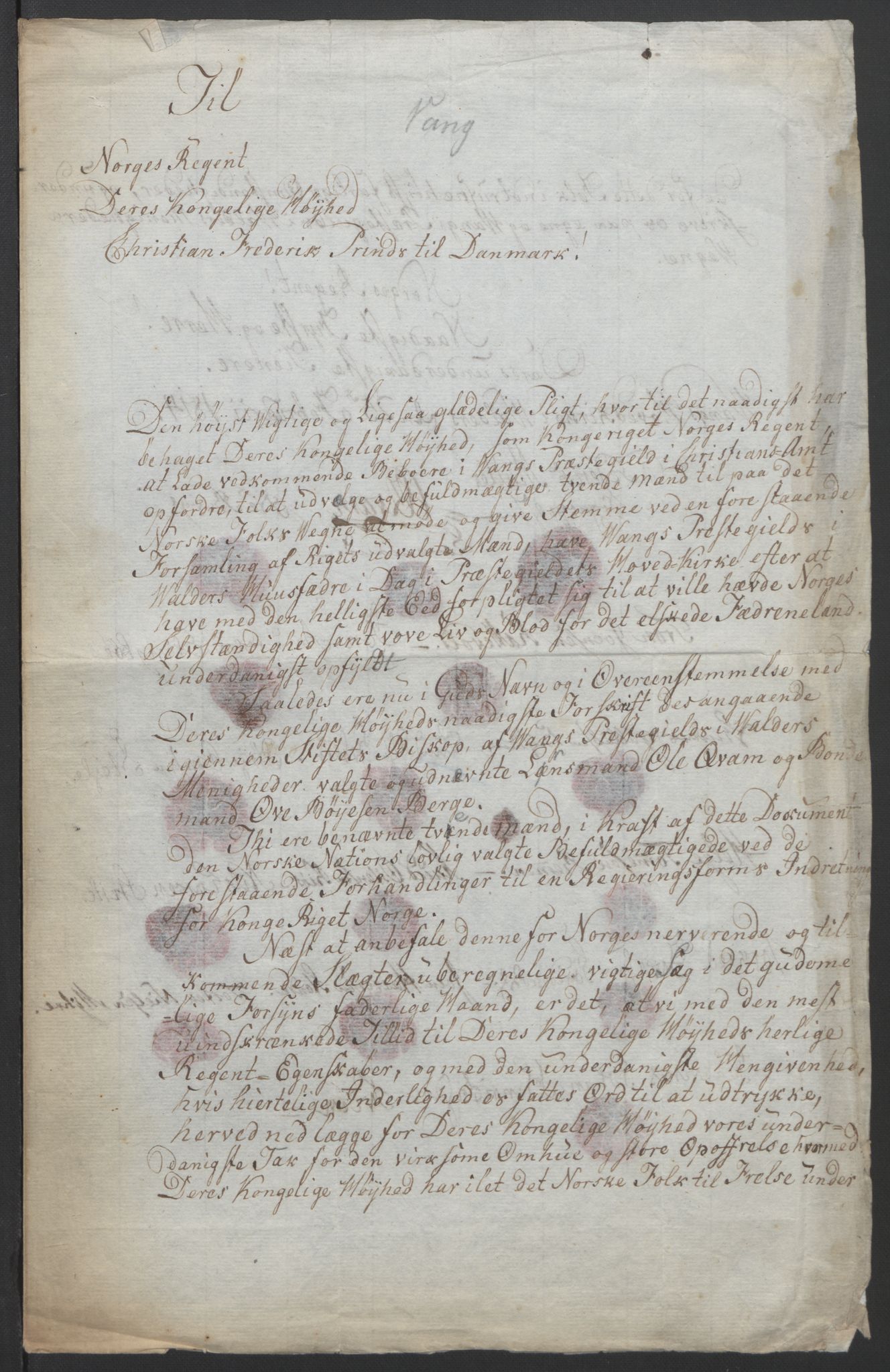 Statsrådssekretariatet, RA/S-1001/D/Db/L0007: Fullmakter for Eidsvollsrepresentantene i 1814. , 1814, p. 291