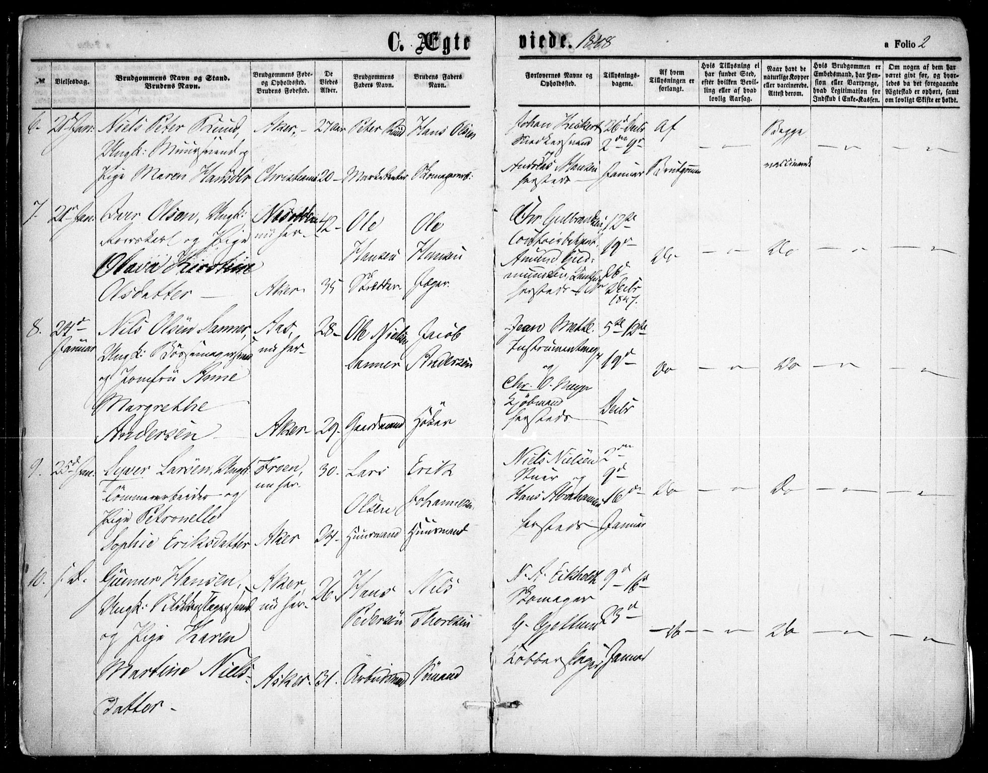 Oslo domkirke Kirkebøker, AV/SAO-A-10752/F/Fa/L0020: Parish register (official) no. 20, 1848-1865, p. 2
