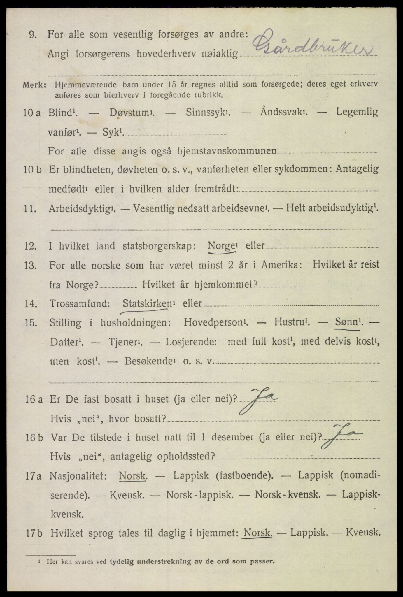 SAT, 1920 census for Gimsøy, 1920, p. 1966