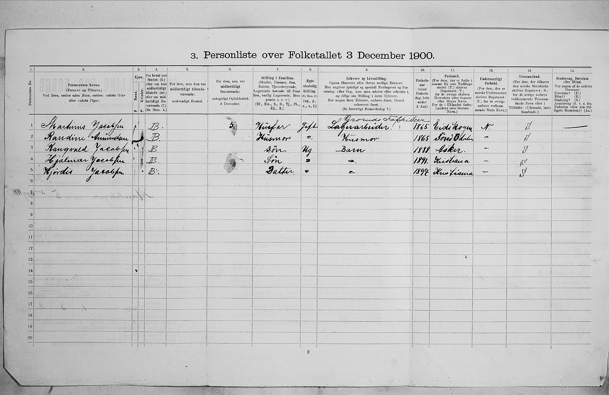 SAO, 1900 census for Kristiania, 1900, p. 54550