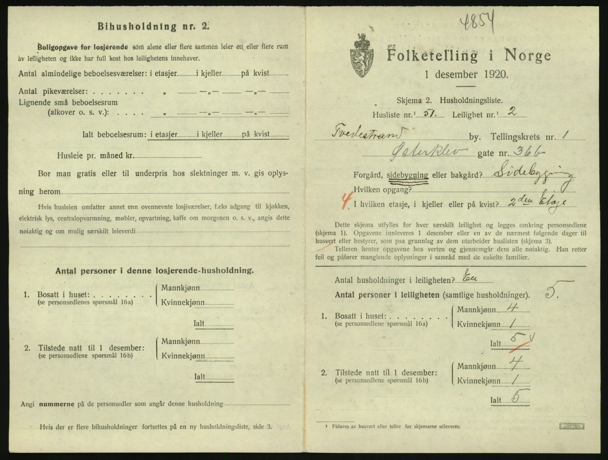 SAK, 1920 census for Tvedestrand, 1920, p. 745