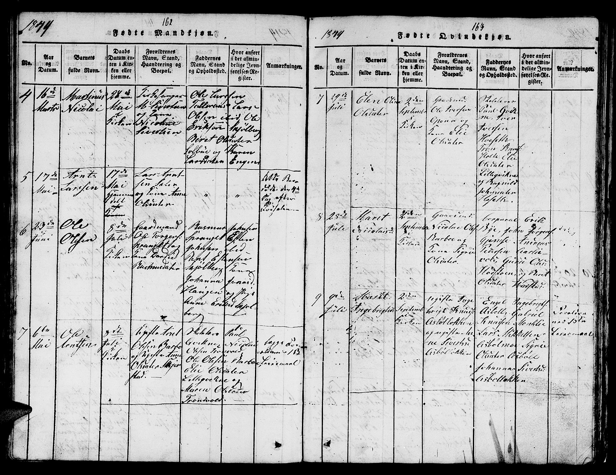 Ministerialprotokoller, klokkerbøker og fødselsregistre - Sør-Trøndelag, AV/SAT-A-1456/671/L0842: Parish register (copy) no. 671C01, 1816-1867, p. 162-163