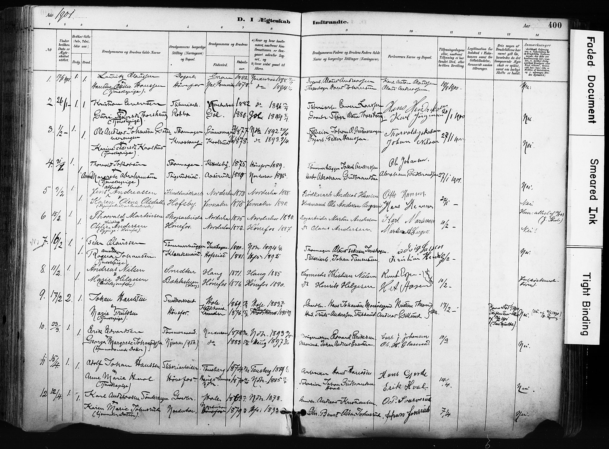 Norderhov kirkebøker, SAKO/A-237/F/Fa/L0016: Parish register (official) no. 16, 1885-1902, p. 400