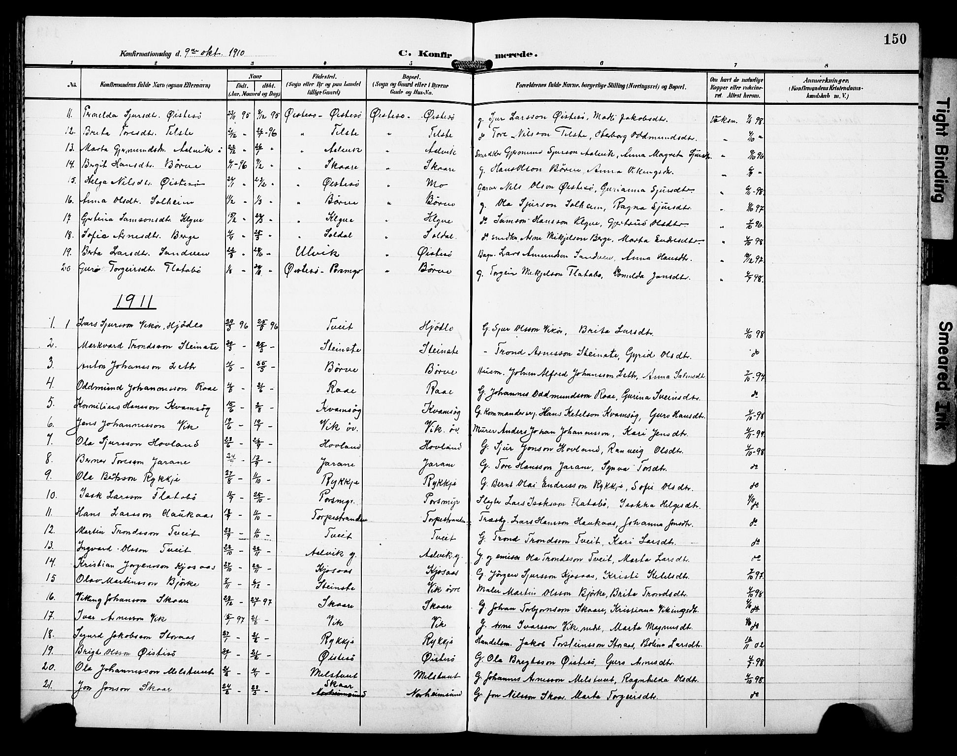Kvam sokneprestembete, SAB/A-76201/H/Hab: Parish register (copy) no. C 4, 1906-1931, p. 150