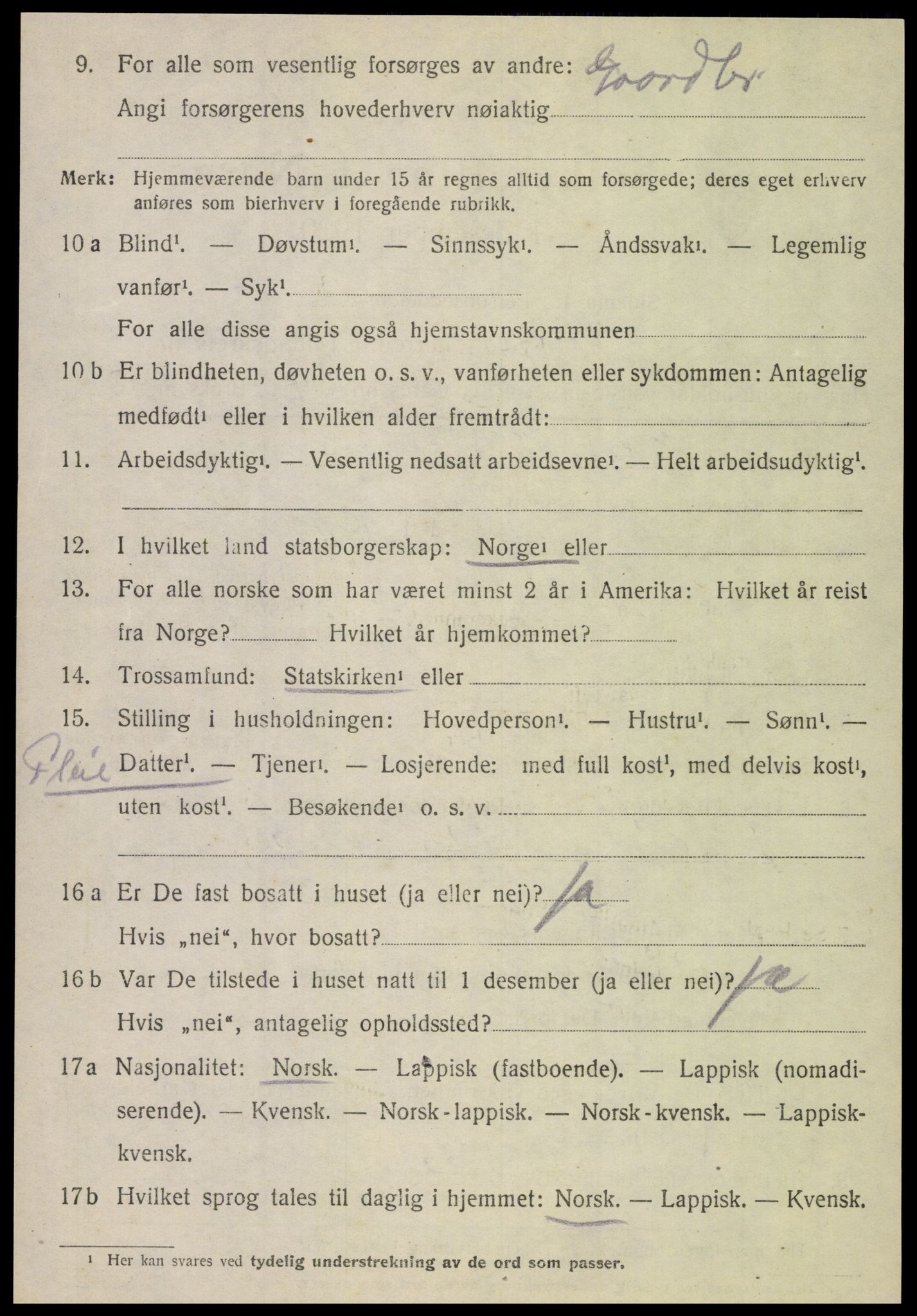 SAT, 1920 census for Steigen, 1920, p. 1945