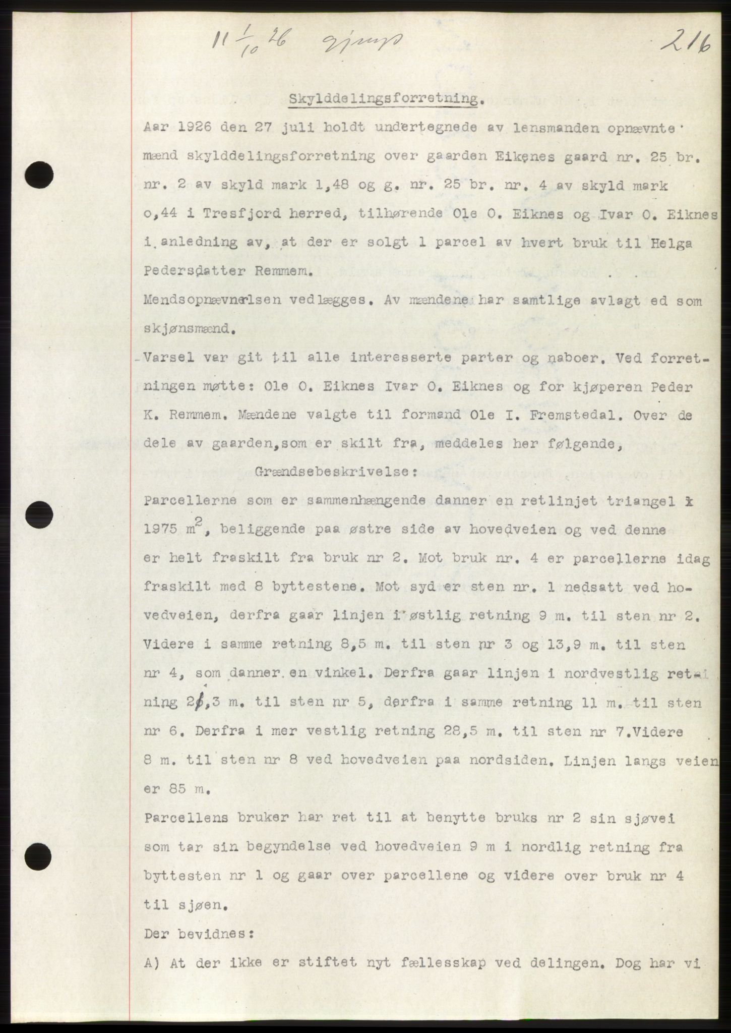 Romsdal sorenskriveri, AV/SAT-A-4149/1/2/2C/L0051: Mortgage book no. 45, 1926-1927, Deed date: 01.10.1926