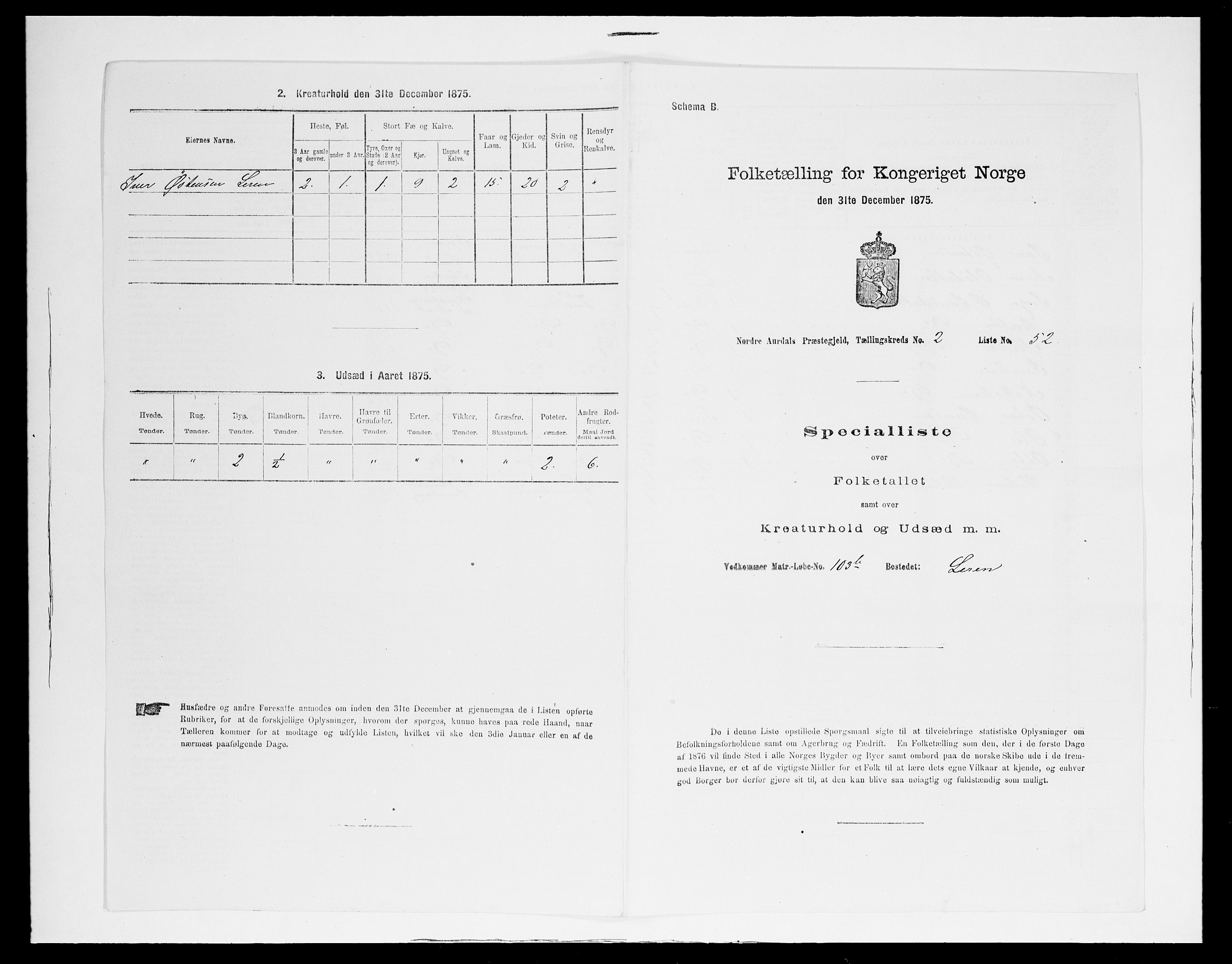 SAH, 1875 census for 0542P Nord-Aurdal, 1875, p. 440