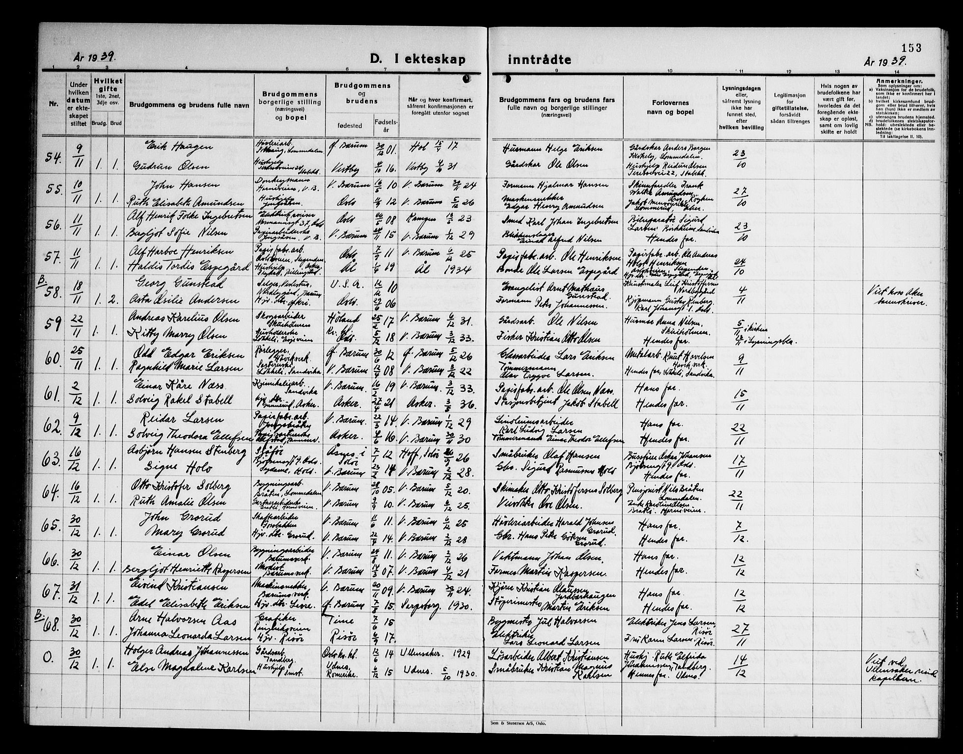 Vestre Bærum prestekontor Kirkebøker, AV/SAO-A-10209a/G/L0002: Parish register (copy) no. 2, 1931-1947, p. 153