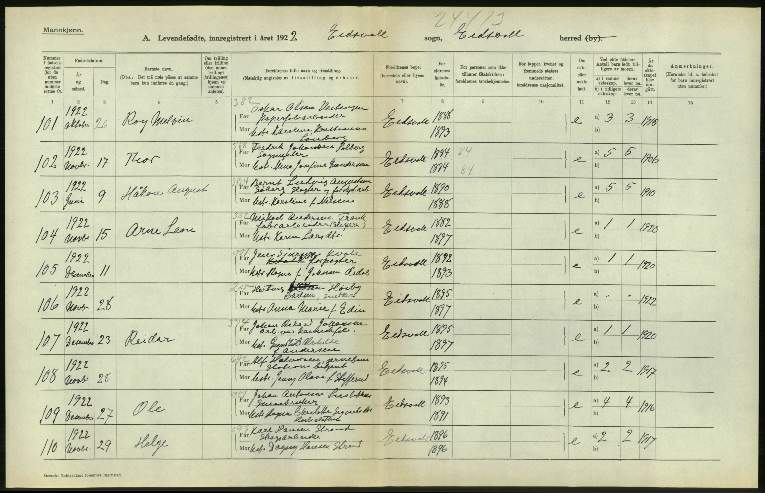 Statistisk sentralbyrå, Sosiodemografiske emner, Befolkning, AV/RA-S-2228/D/Df/Dfc/Dfcb/L0003: Akershus fylke: Levendefødte menn og kvinner. Bygder, samt gifte. Bygder og byer., 1922, p. 6