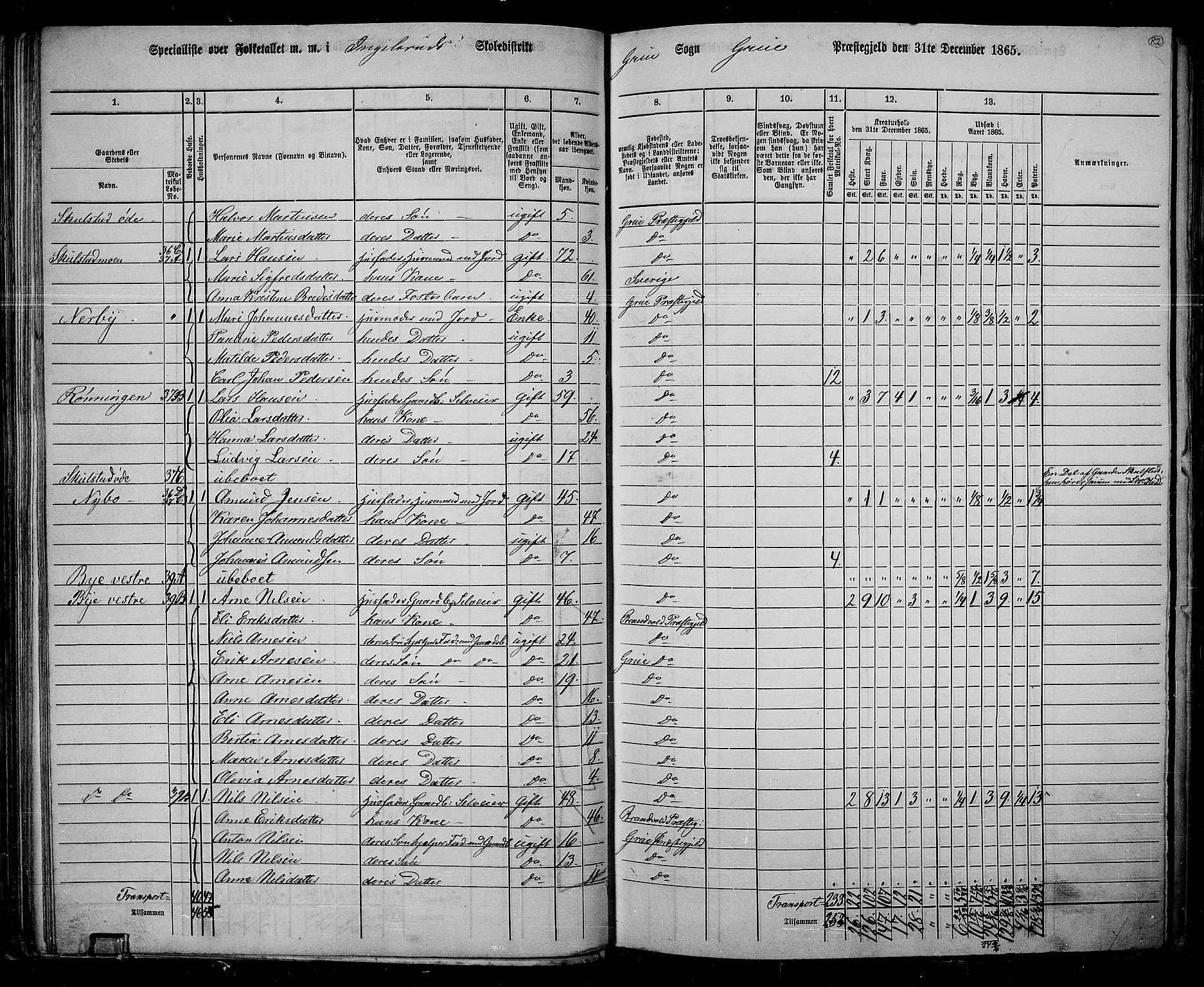 RA, 1865 census for Grue, 1865, p. 72