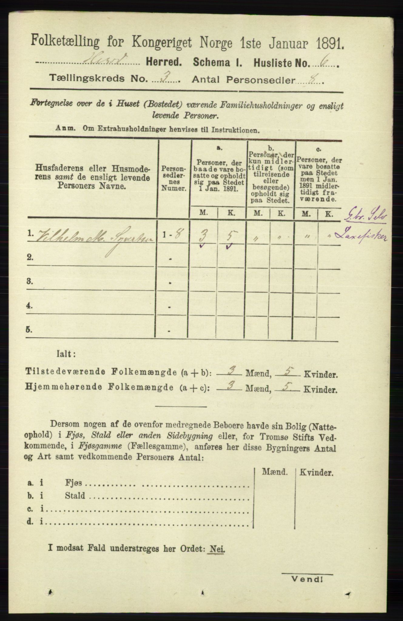 RA, 1891 census for 1039 Herad, 1891, p. 915