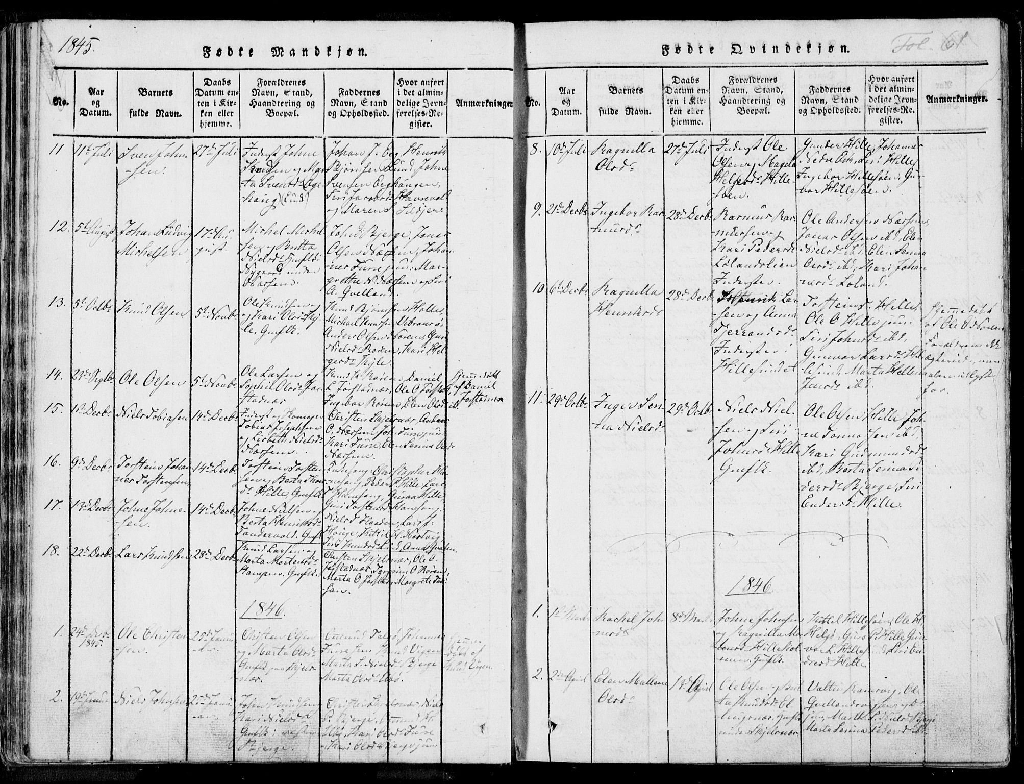 Nedstrand sokneprestkontor, AV/SAST-A-101841/01/IV: Parish register (official) no. A 7, 1816-1870, p. 61