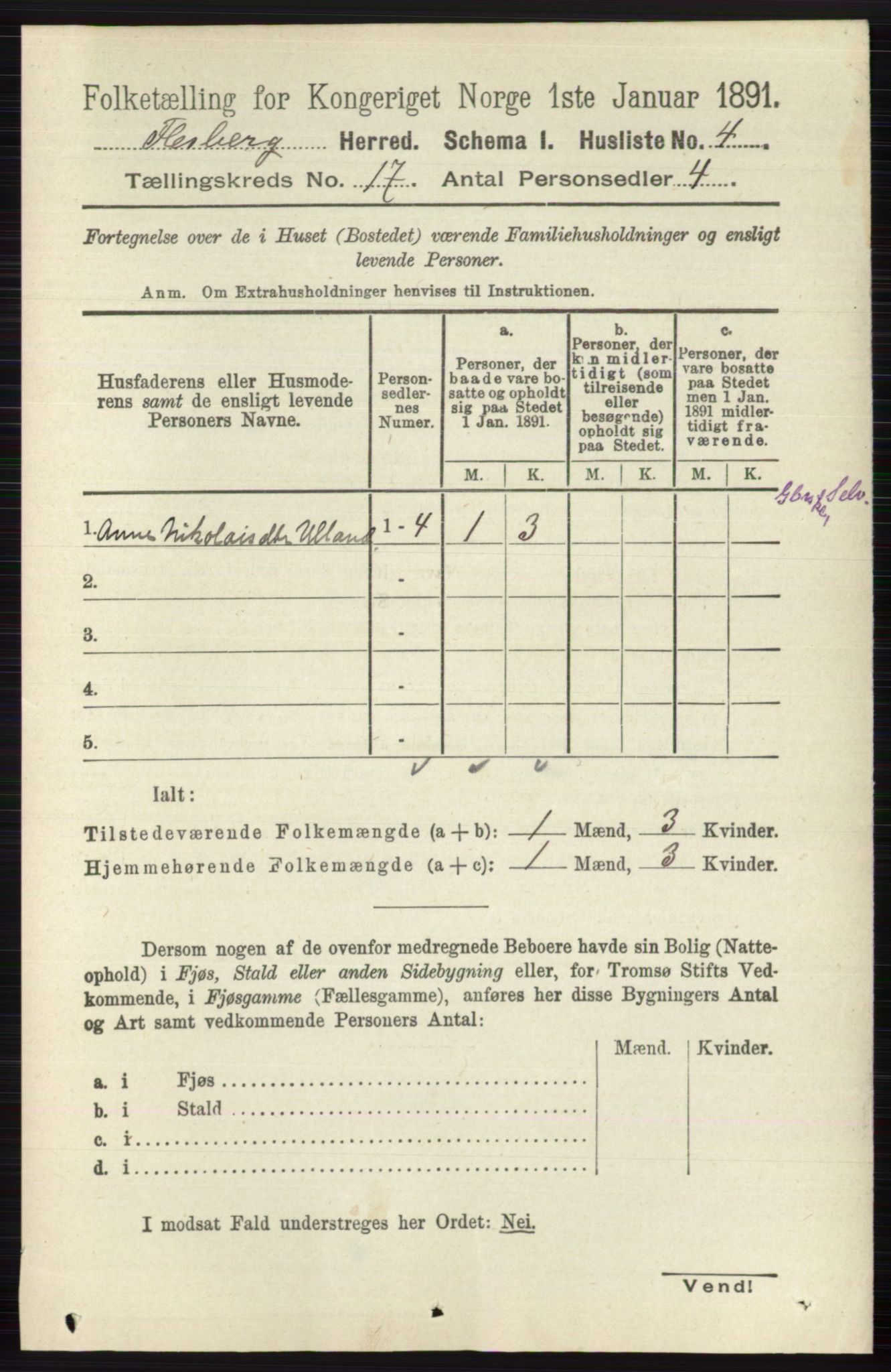 RA, 1891 census for 0631 Flesberg, 1891, p. 2978