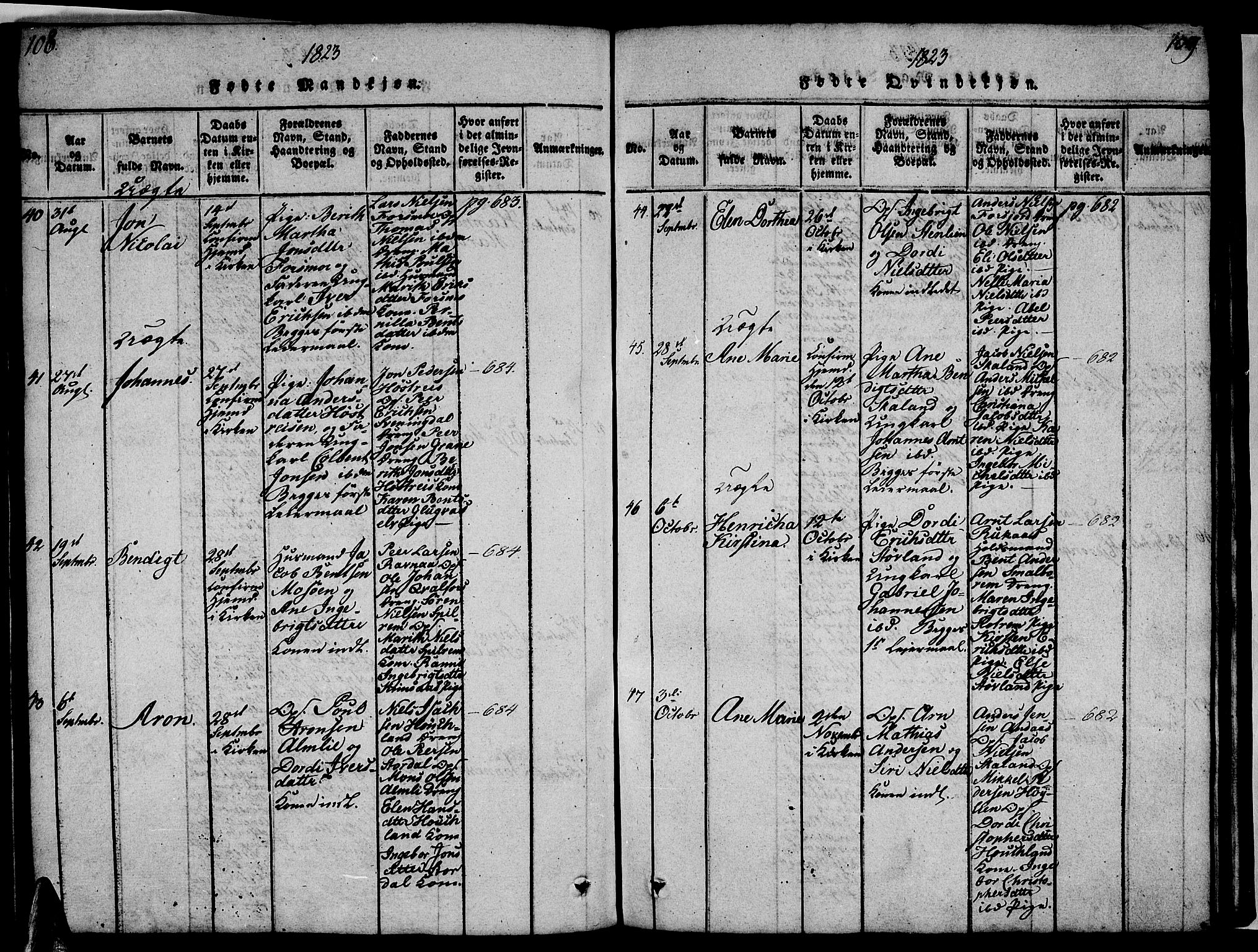 Ministerialprotokoller, klokkerbøker og fødselsregistre - Nordland, AV/SAT-A-1459/820/L0299: Parish register (copy) no. 820C01, 1820-1825, p. 108-109