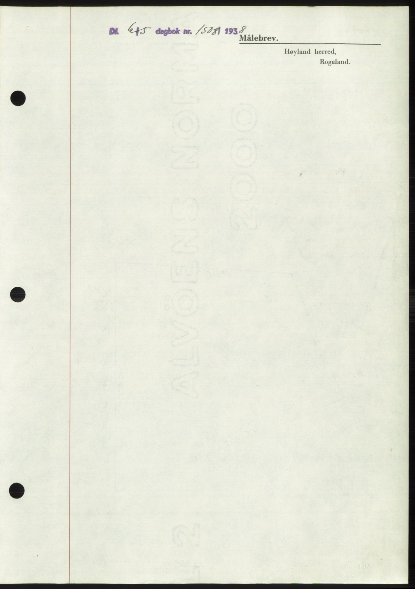 Jæren sorenskriveri, SAST/A-100310/03/G/Gba/L0071: Mortgage book, 1938-1938, Diary no: : 1508/1938