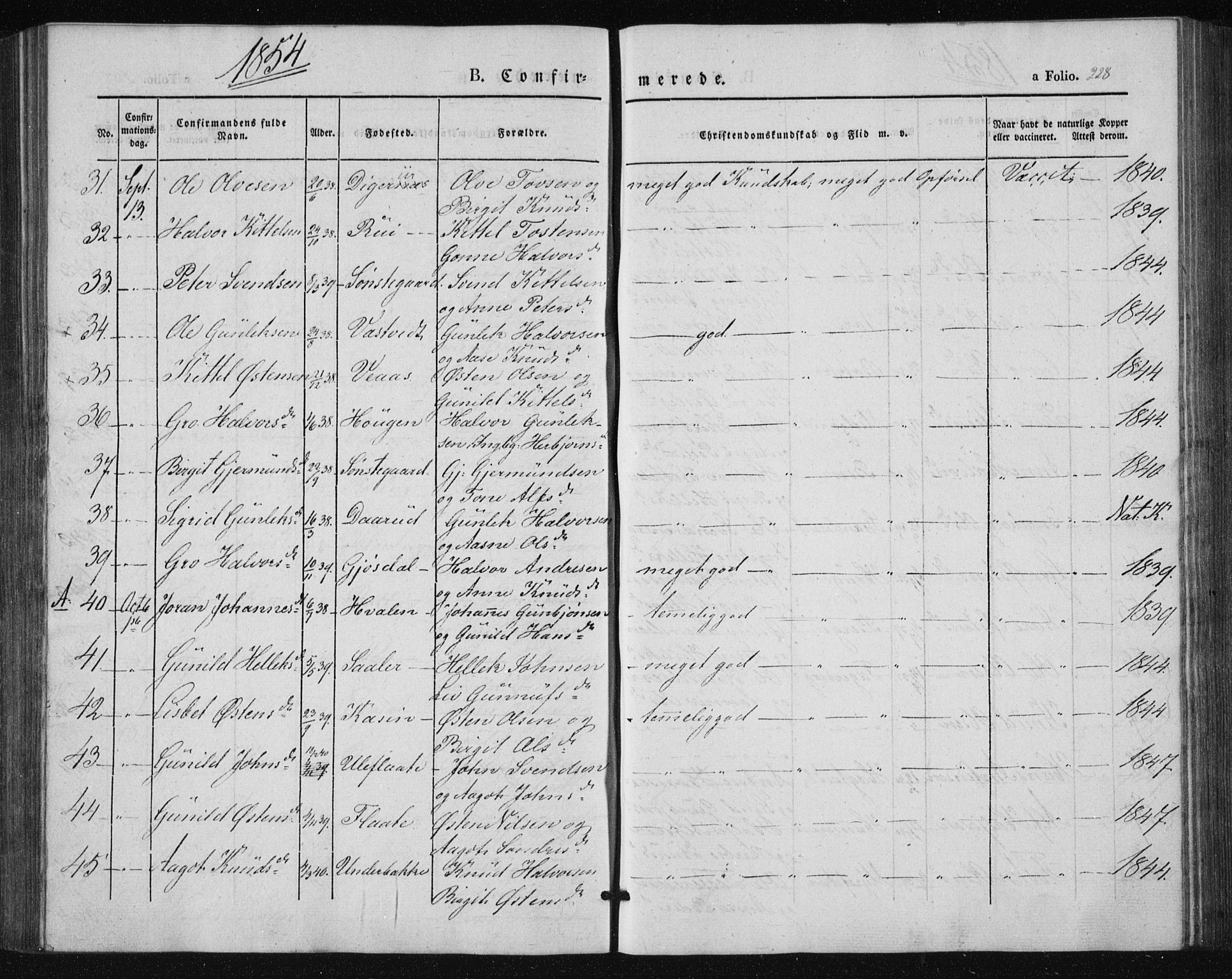 Tinn kirkebøker, SAKO/A-308/F/Fa/L0005: Parish register (official) no. I 5, 1844-1856, p. 228