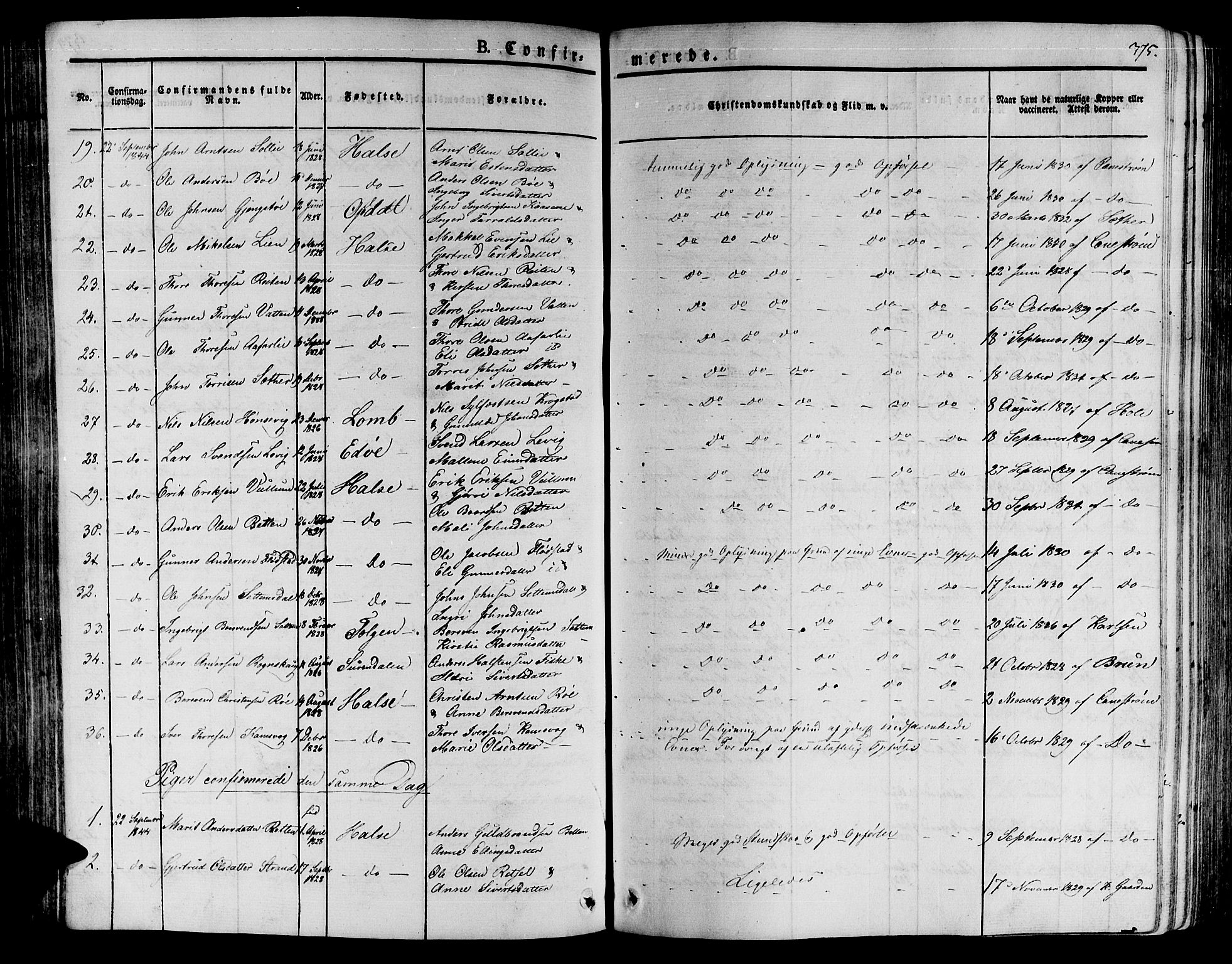Ministerialprotokoller, klokkerbøker og fødselsregistre - Møre og Romsdal, SAT/A-1454/592/L1025: Parish register (official) no. 592A03 /2, 1831-1849, p. 375