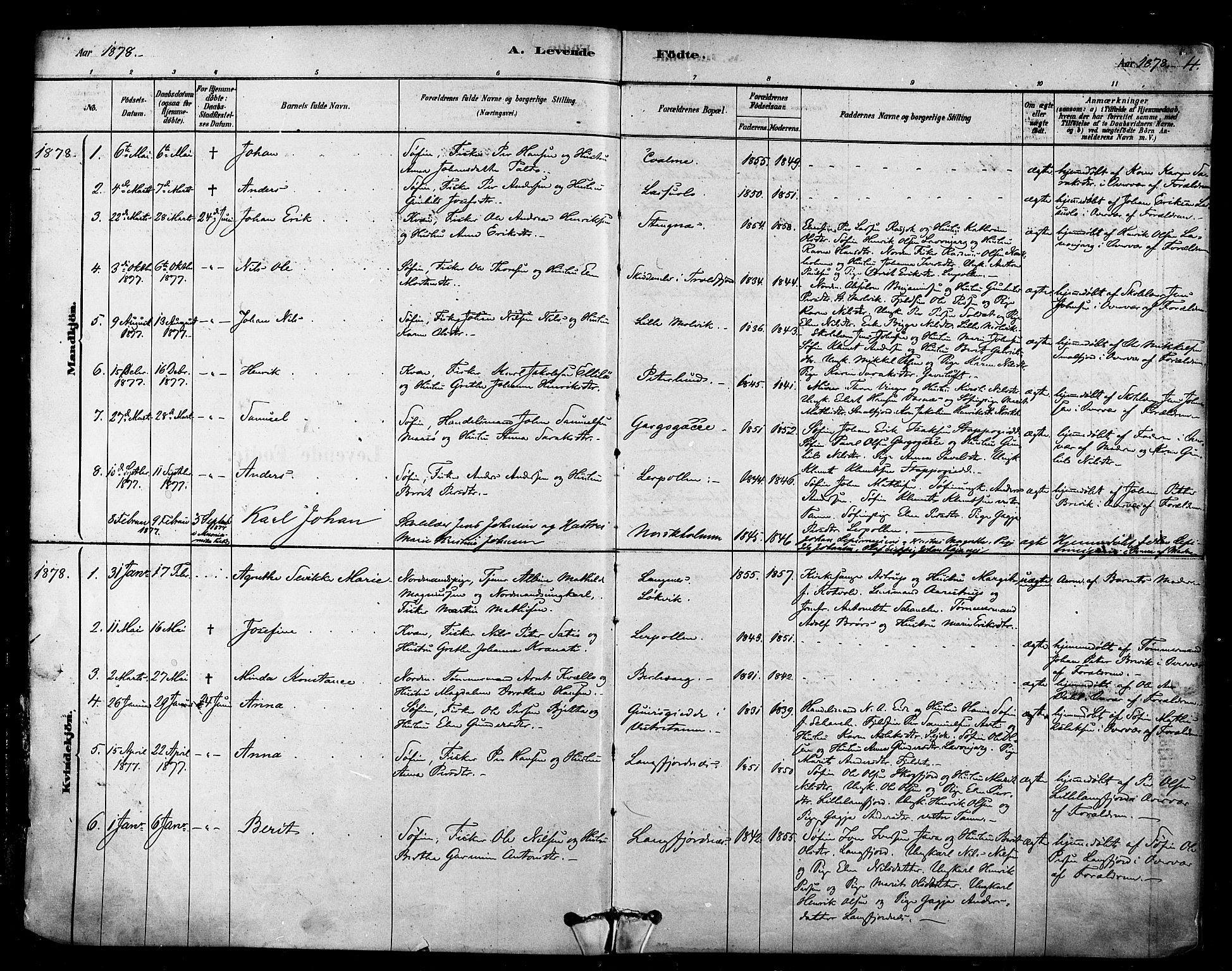 Tana sokneprestkontor, SATØ/S-1334/H/Ha/L0004kirke: Parish register (official) no. 4, 1878-1891, p. 4