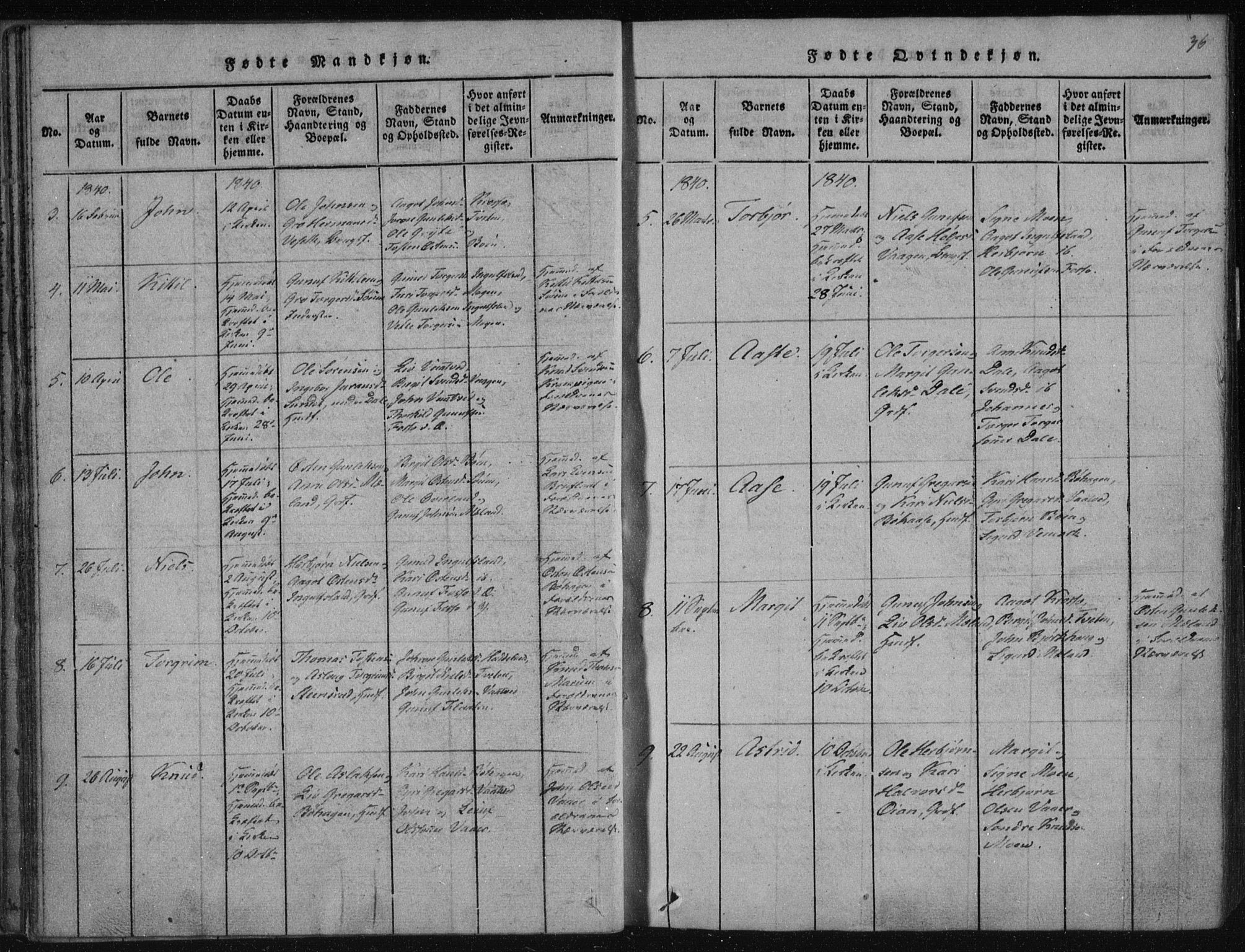 Tinn kirkebøker, SAKO/A-308/F/Fc/L0001: Parish register (official) no. III 1, 1815-1843, p. 36