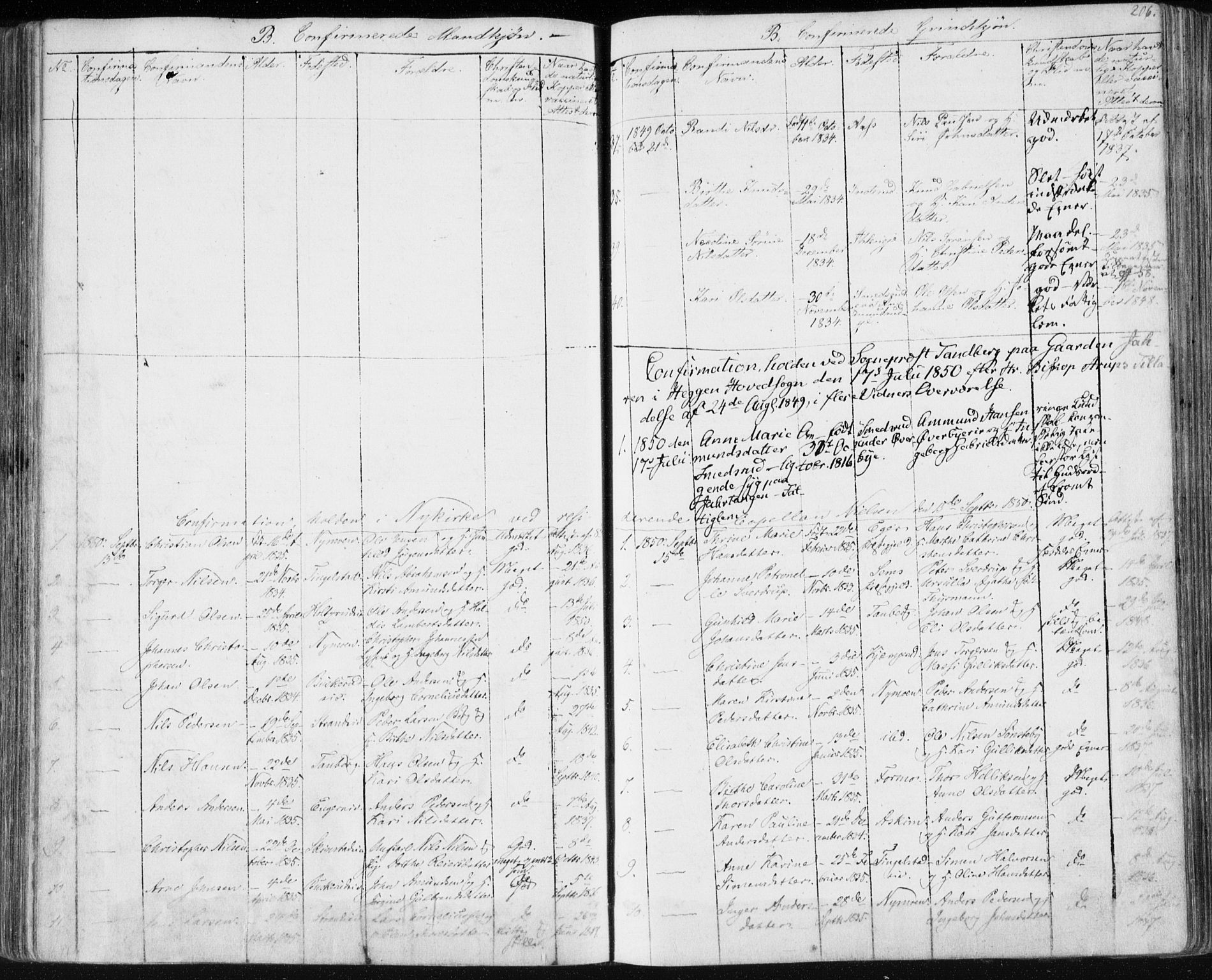 Modum kirkebøker, SAKO/A-234/F/Fa/L0007: Parish register (official) no. 7, 1841-1850, p. 206