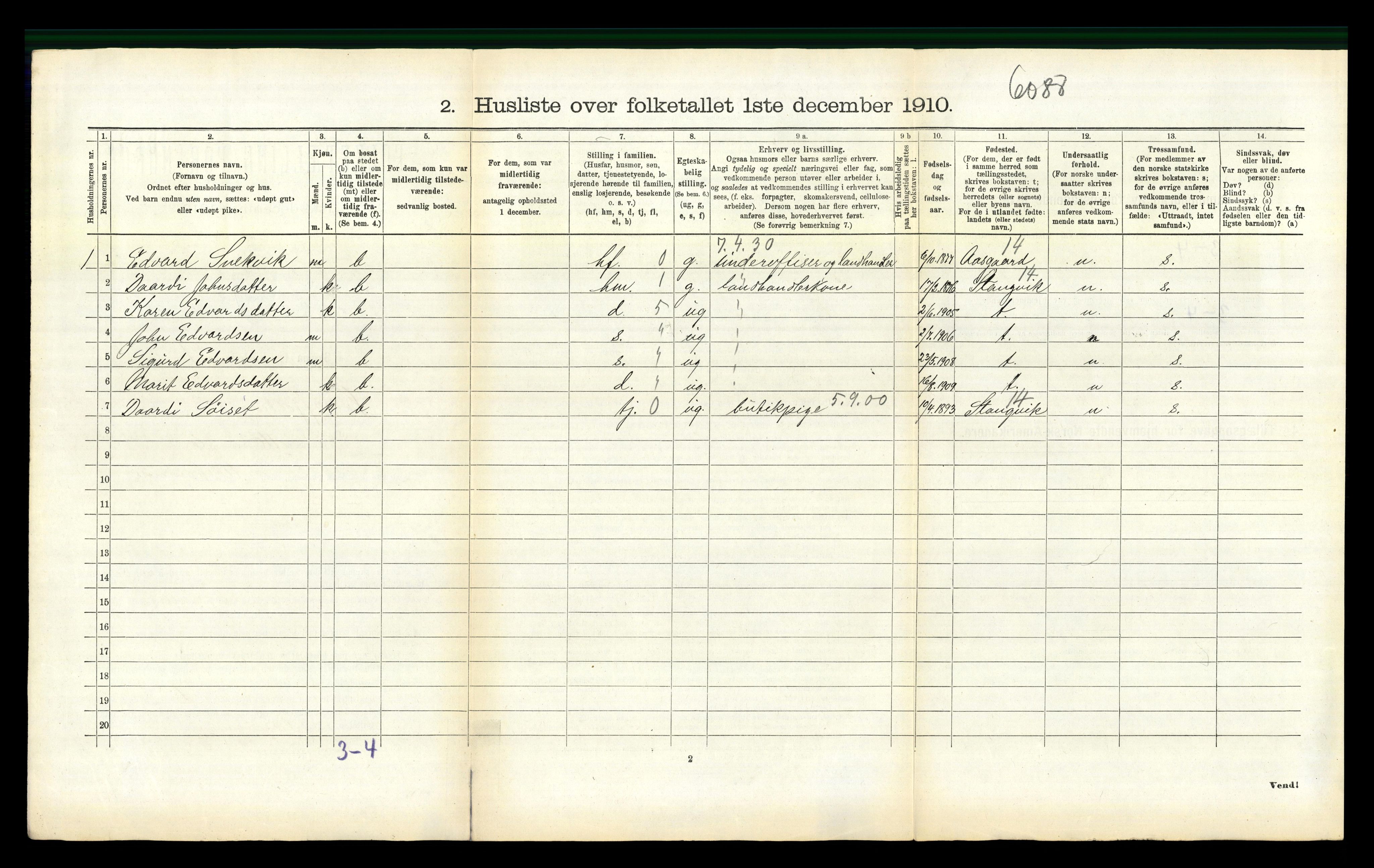 RA, 1910 census for Valsøyfjord, 1910, p. 156