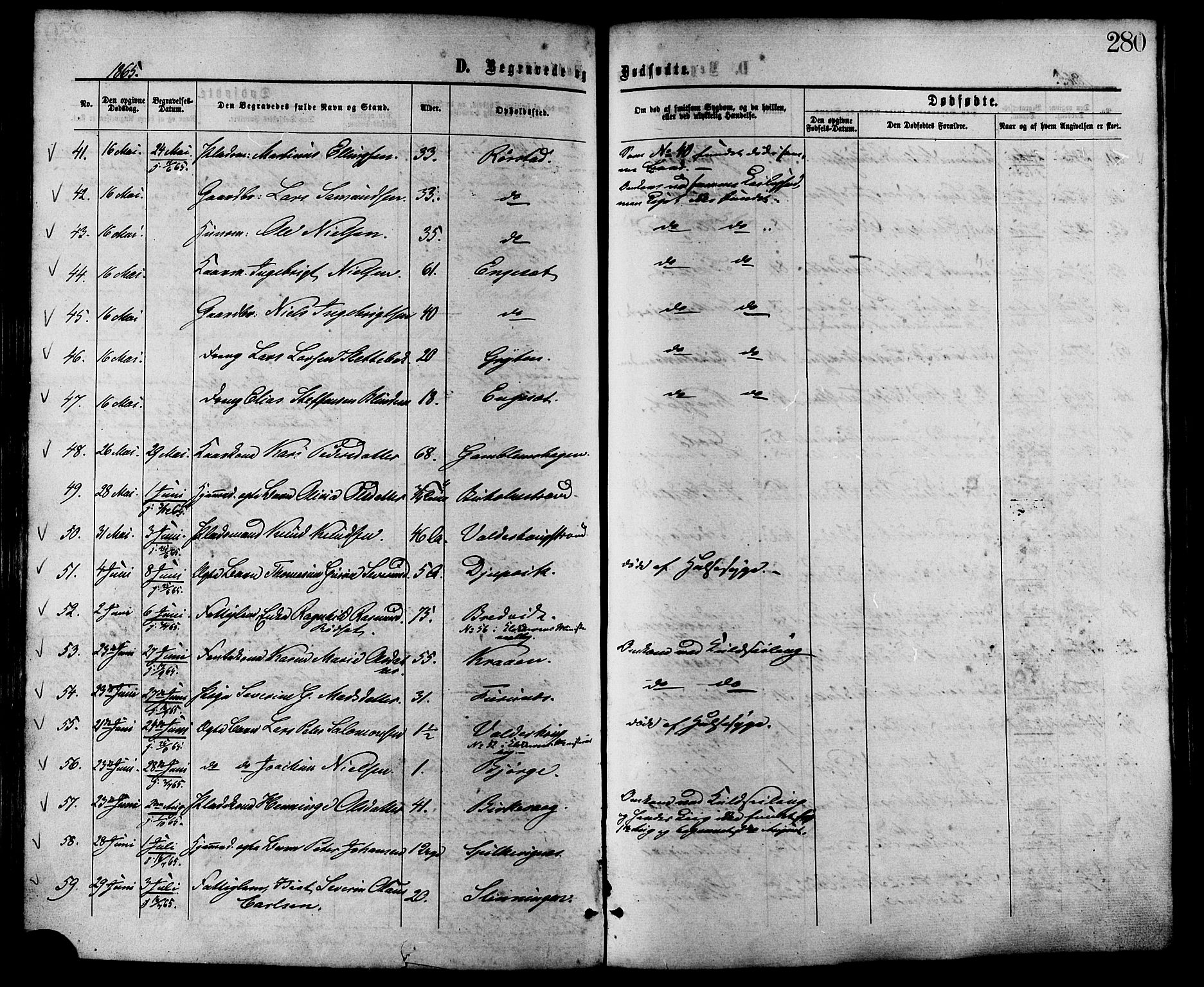 Ministerialprotokoller, klokkerbøker og fødselsregistre - Møre og Romsdal, AV/SAT-A-1454/528/L0399: Parish register (official) no. 528A10, 1864-1879, p. 280