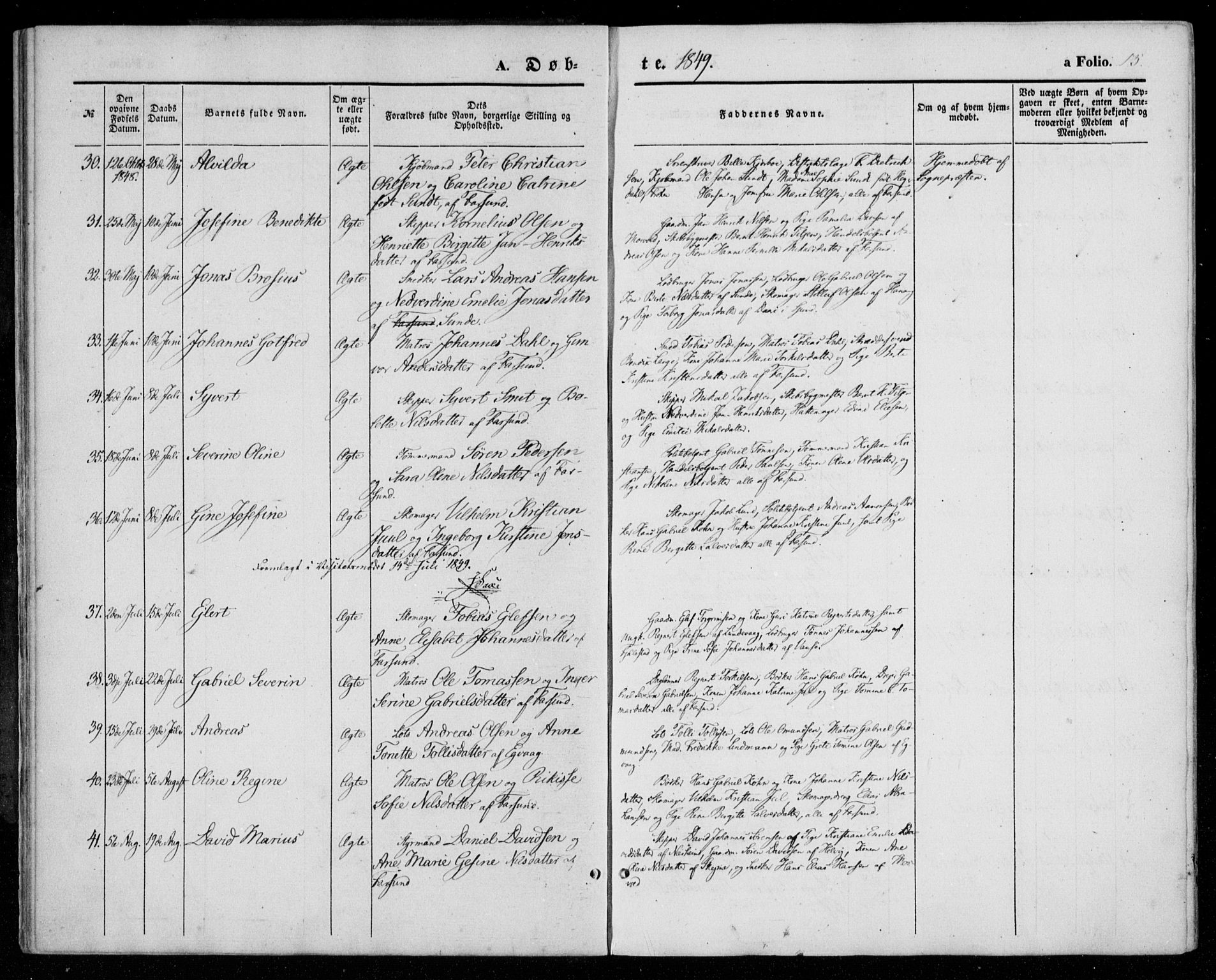 Farsund sokneprestkontor, AV/SAK-1111-0009/F/Fa/L0004: Parish register (official) no. A 4, 1847-1863, p. 15