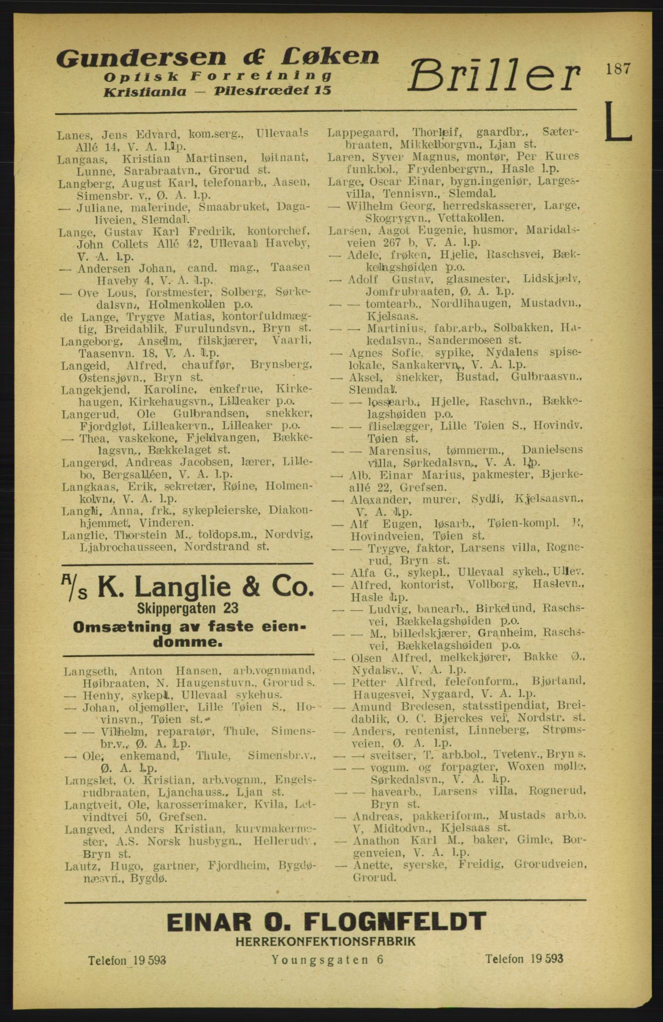 Aker adressebok/adressekalender, PUBL/001/A/002: Akers adressekalender, 1922, p. 187