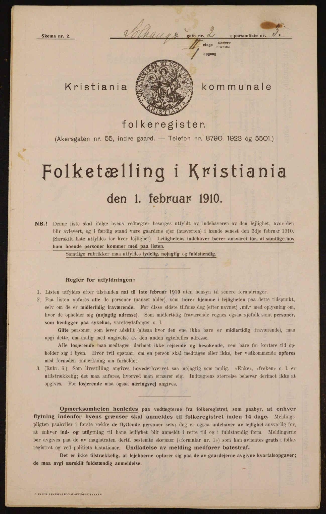 OBA, Municipal Census 1910 for Kristiania, 1910, p. 94733