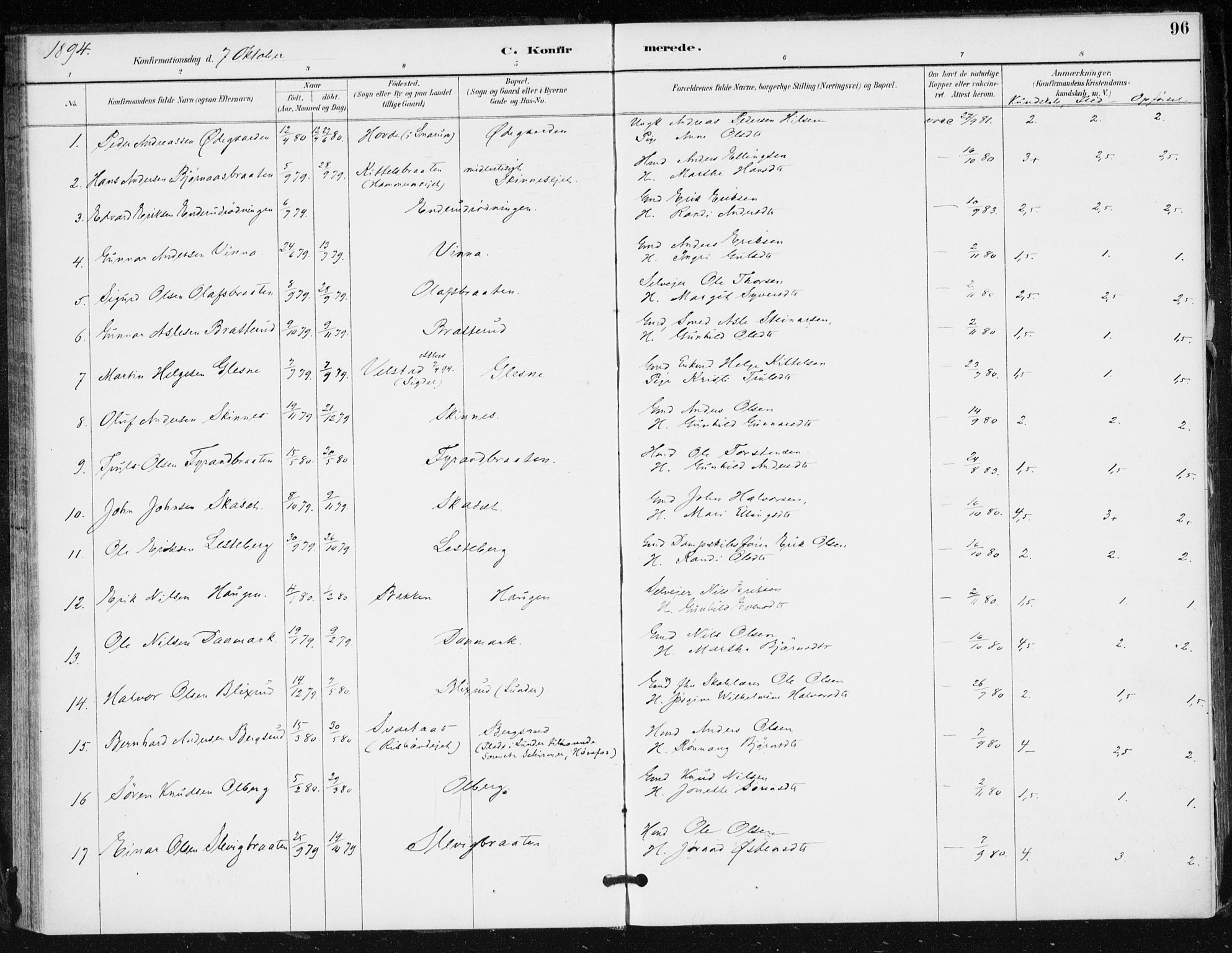 Krødsherad kirkebøker, SAKO/A-19/F/Fa/L0006: Parish register (official) no. 6, 1889-1899, p. 96