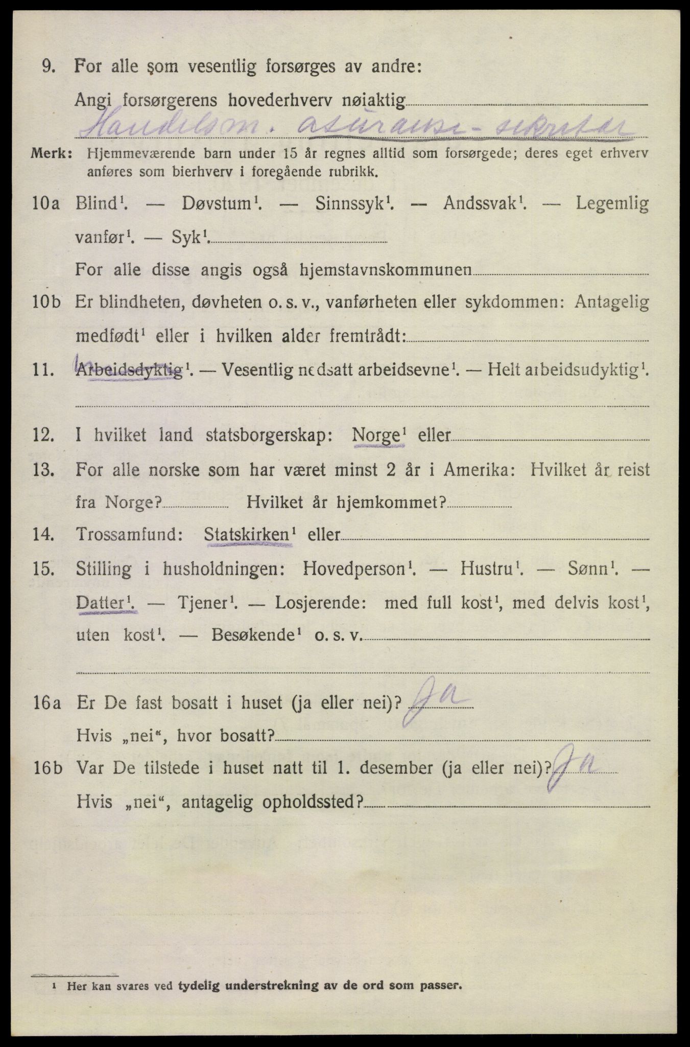 SAKO, 1920 census for Lunde, 1920, p. 4190