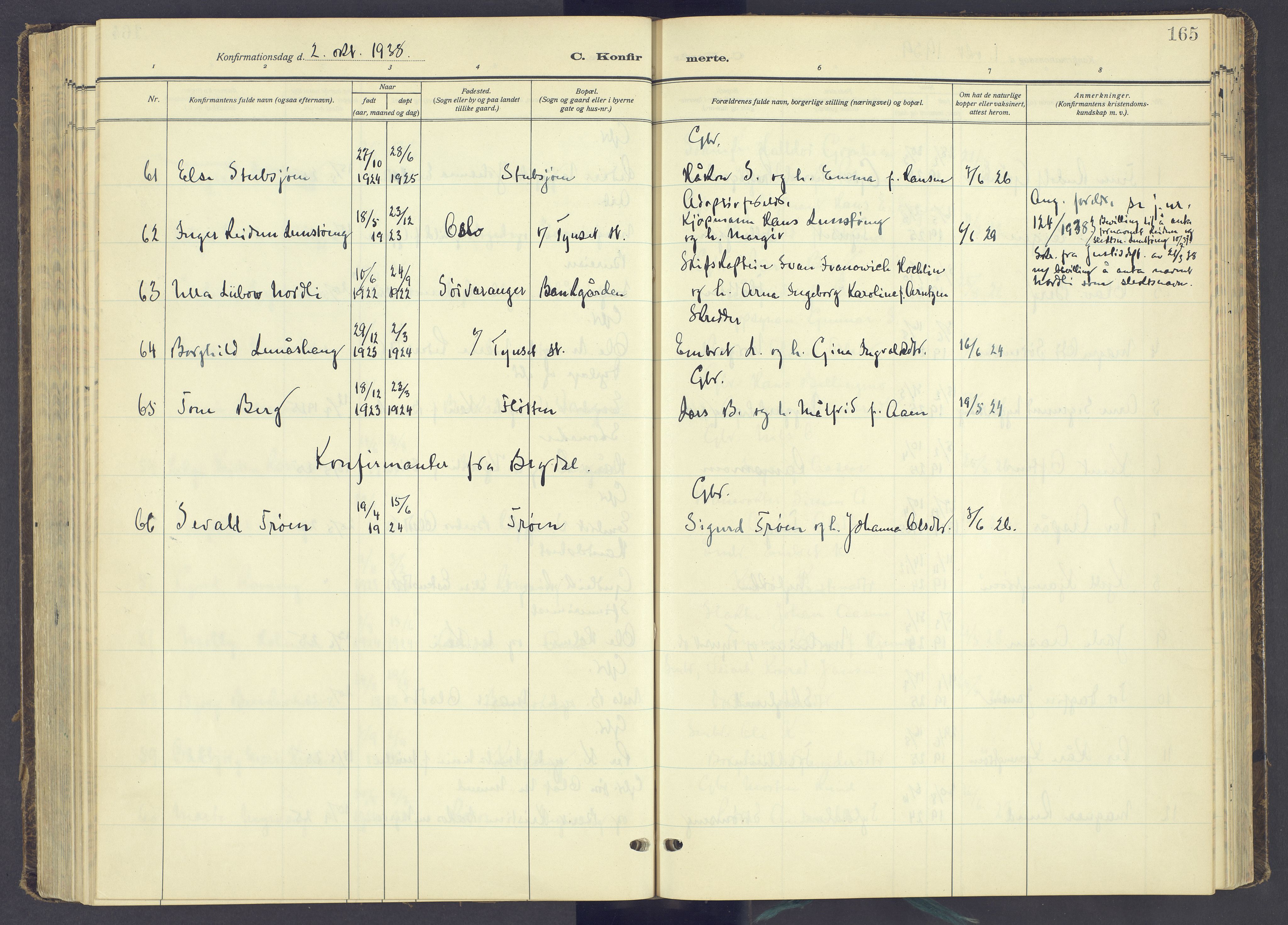 Tynset prestekontor, AV/SAH-PREST-058/H/Ha/Haa/L0027: Parish register (official) no. 27, 1930-1944, p. 165