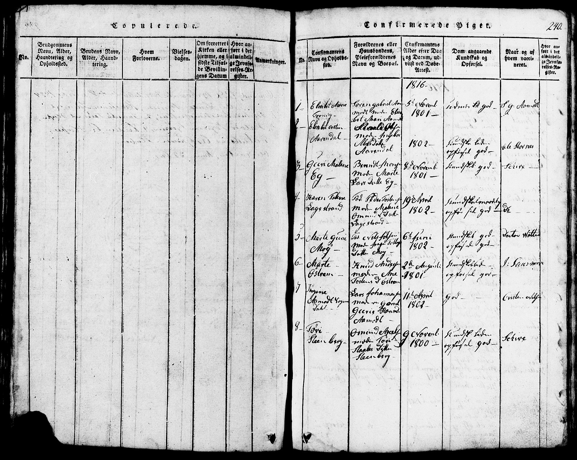 Lund sokneprestkontor, SAST/A-101809/S07/L0002: Parish register (copy) no. B 2, 1816-1832, p. 240