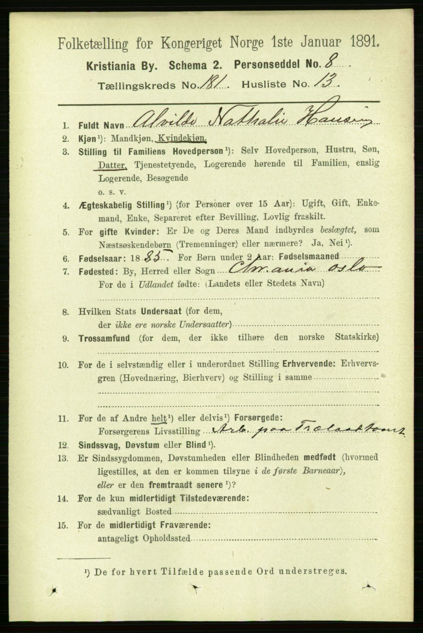 RA, 1891 census for 0301 Kristiania, 1891, p. 108638