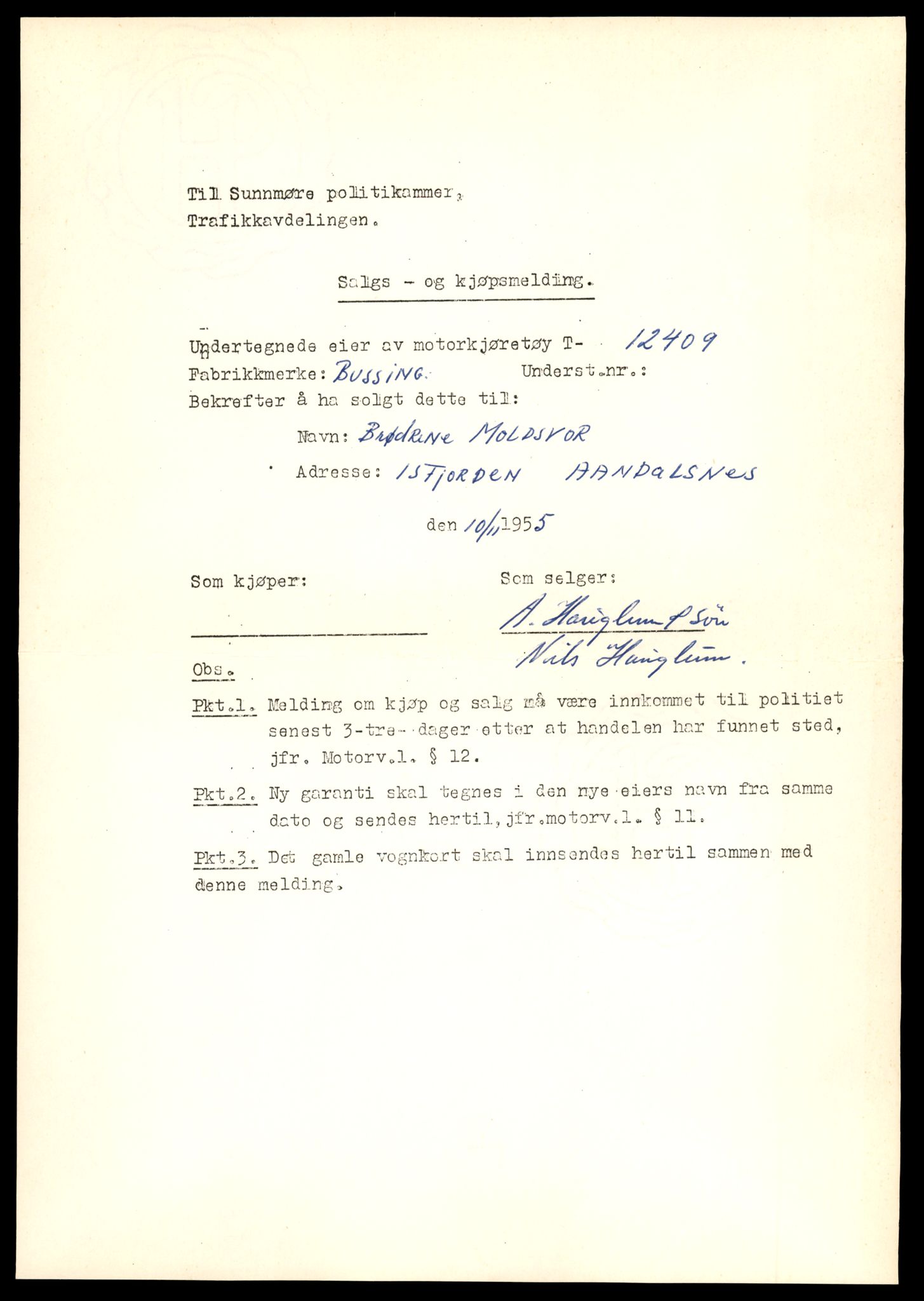 Møre og Romsdal vegkontor - Ålesund trafikkstasjon, AV/SAT-A-4099/F/Fe/L0033: Registreringskort for kjøretøy T 12151 - T 12474, 1927-1998, p. 2989