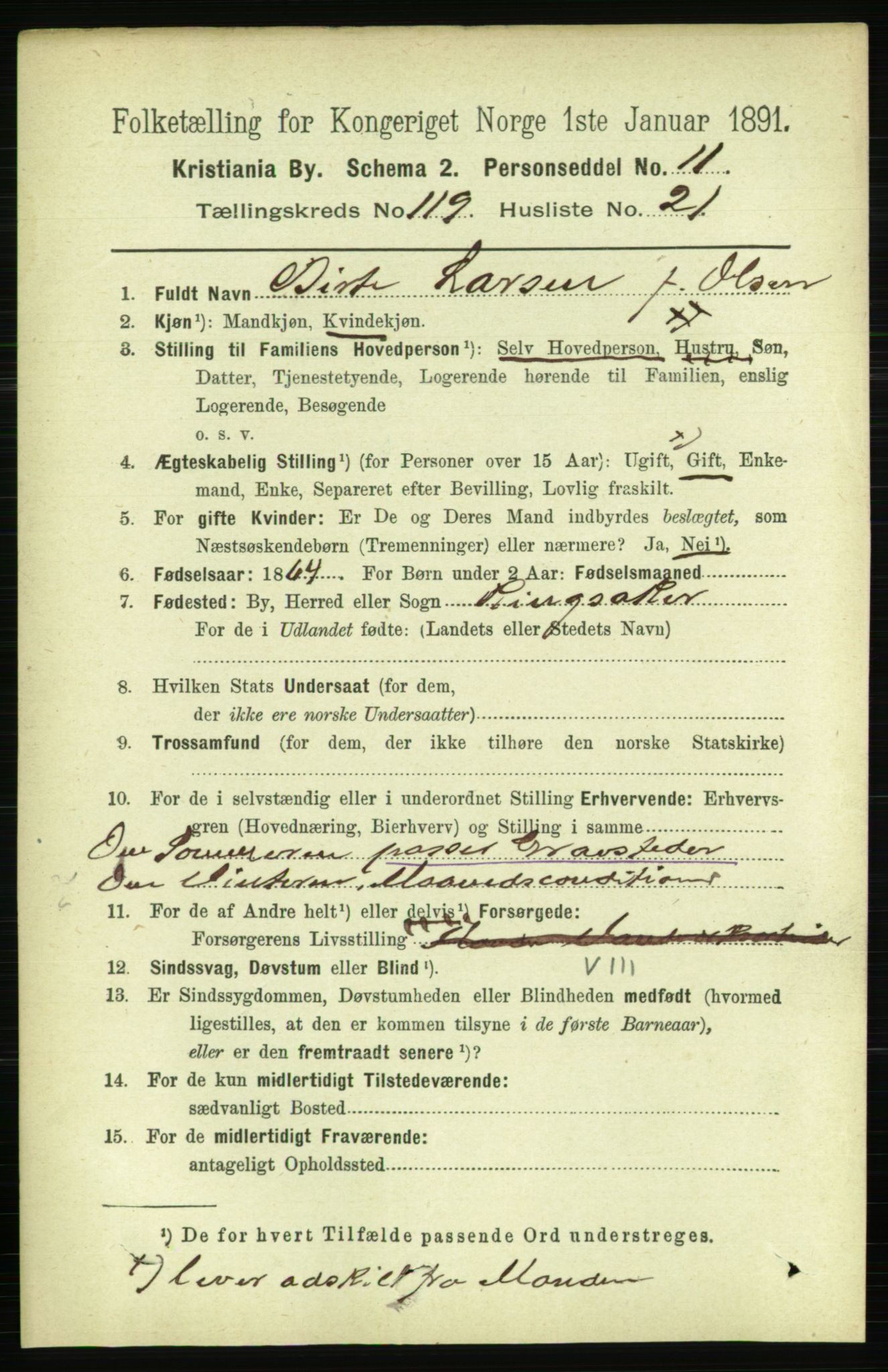 RA, 1891 census for 0301 Kristiania, 1891, p. 63967