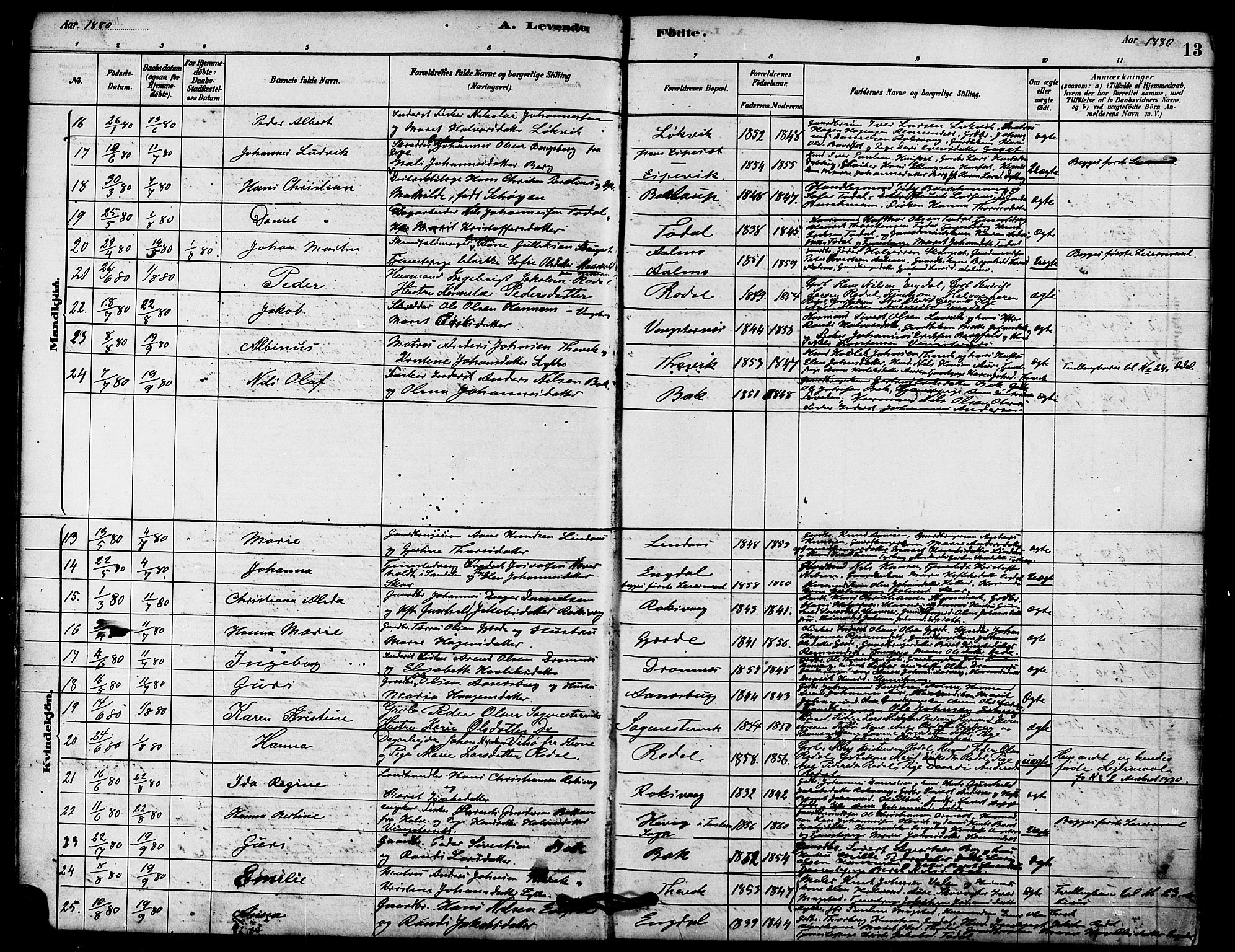 Ministerialprotokoller, klokkerbøker og fødselsregistre - Møre og Romsdal, AV/SAT-A-1454/578/L0906: Parish register (official) no. 578A05, 1878-1886, p. 13