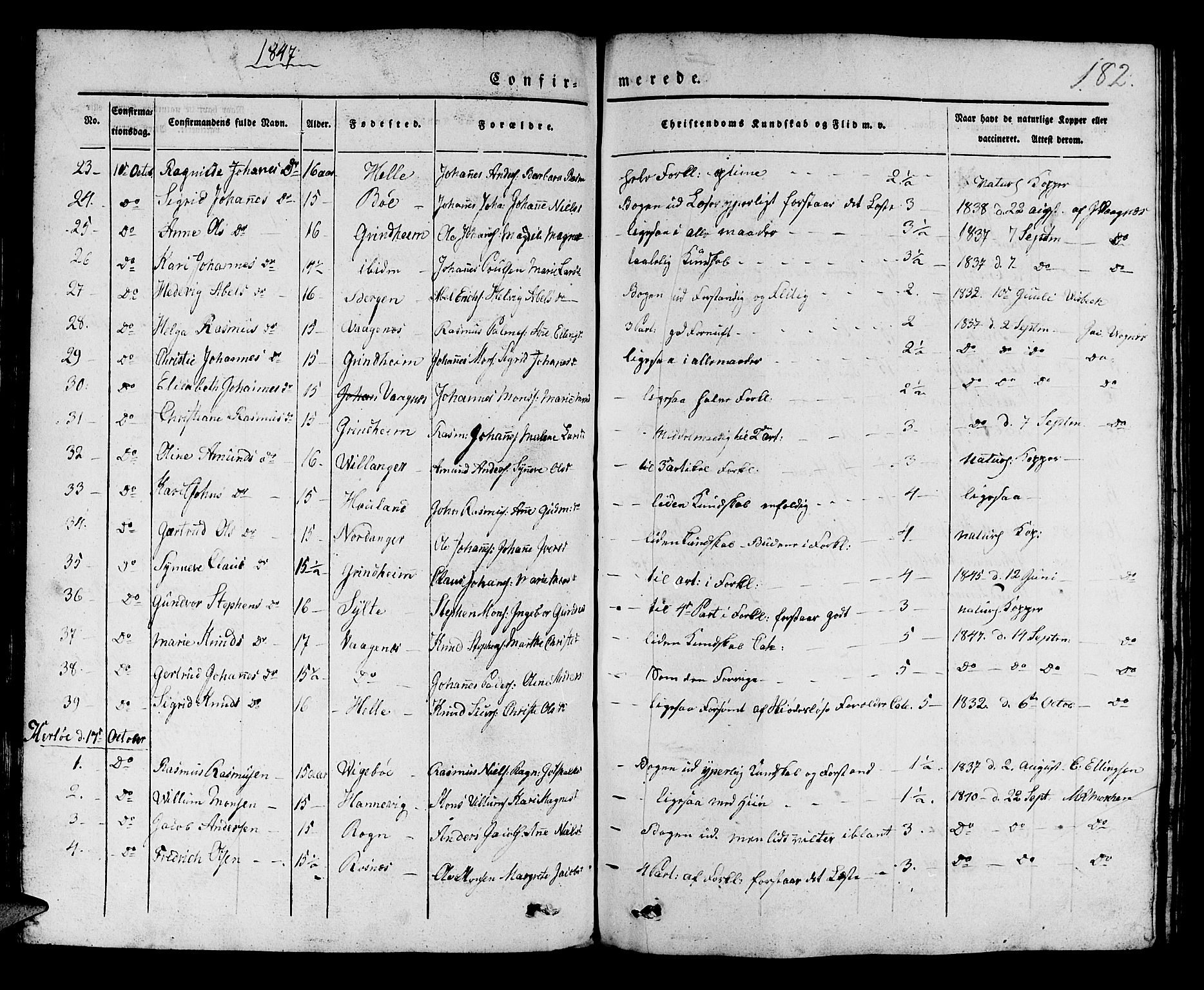 Manger sokneprestembete, AV/SAB-A-76801/H/Haa: Parish register (official) no. A 5, 1839-1848, p. 182