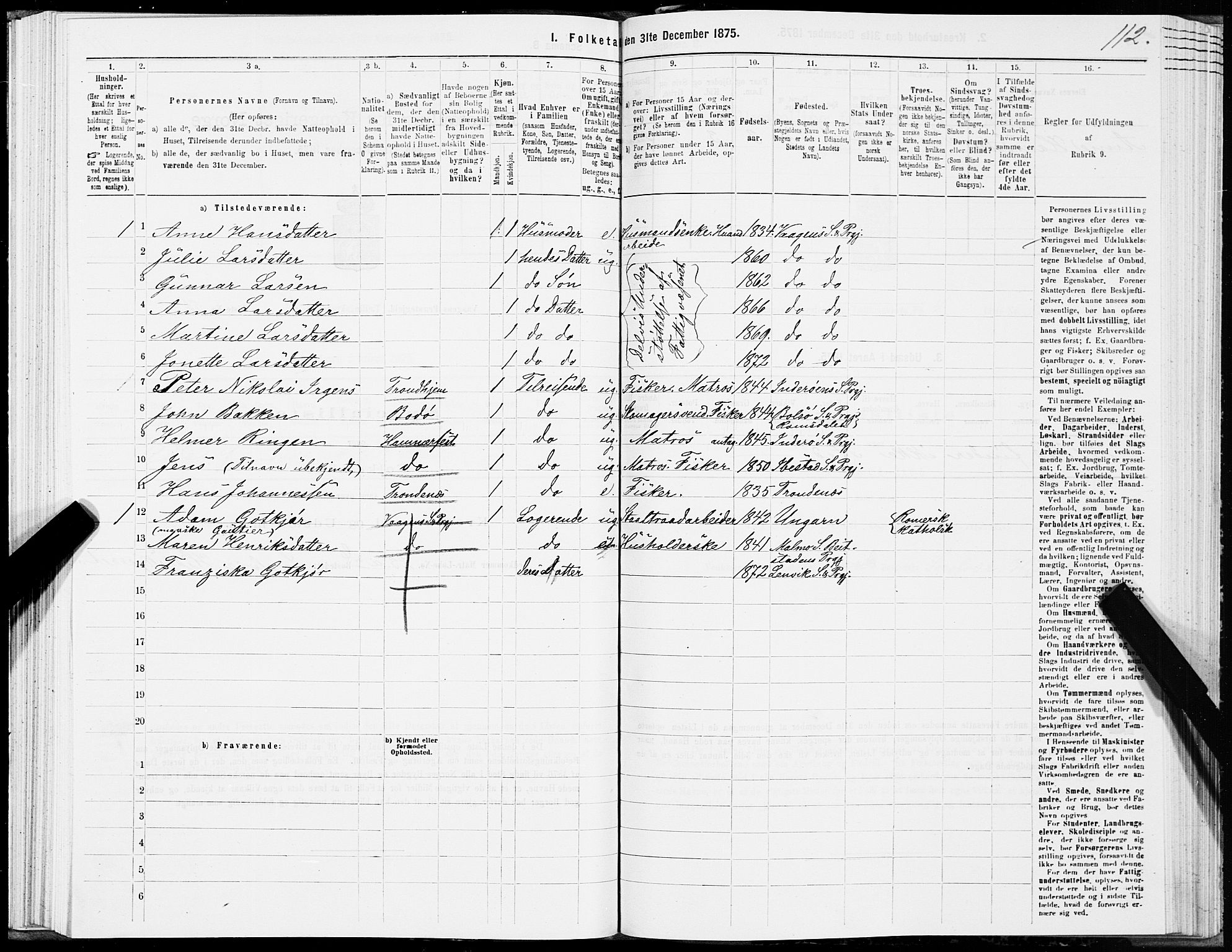 SAT, 1875 census for 1865P Vågan, 1875, p. 3112