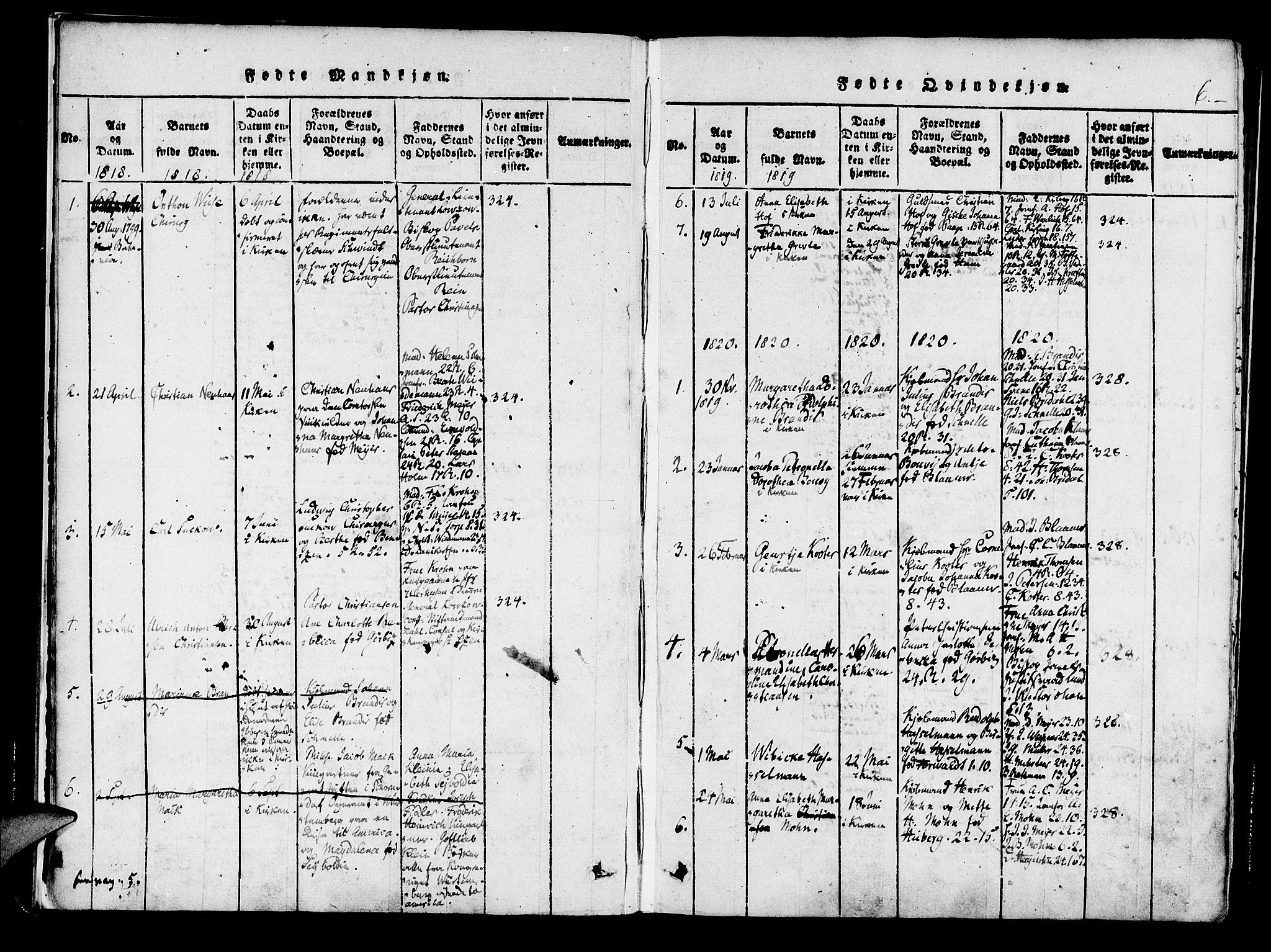 Mariakirken Sokneprestembete, AV/SAB-A-76901/H/Haa/L0005: Parish register (official) no. A 5, 1815-1845, p. 6