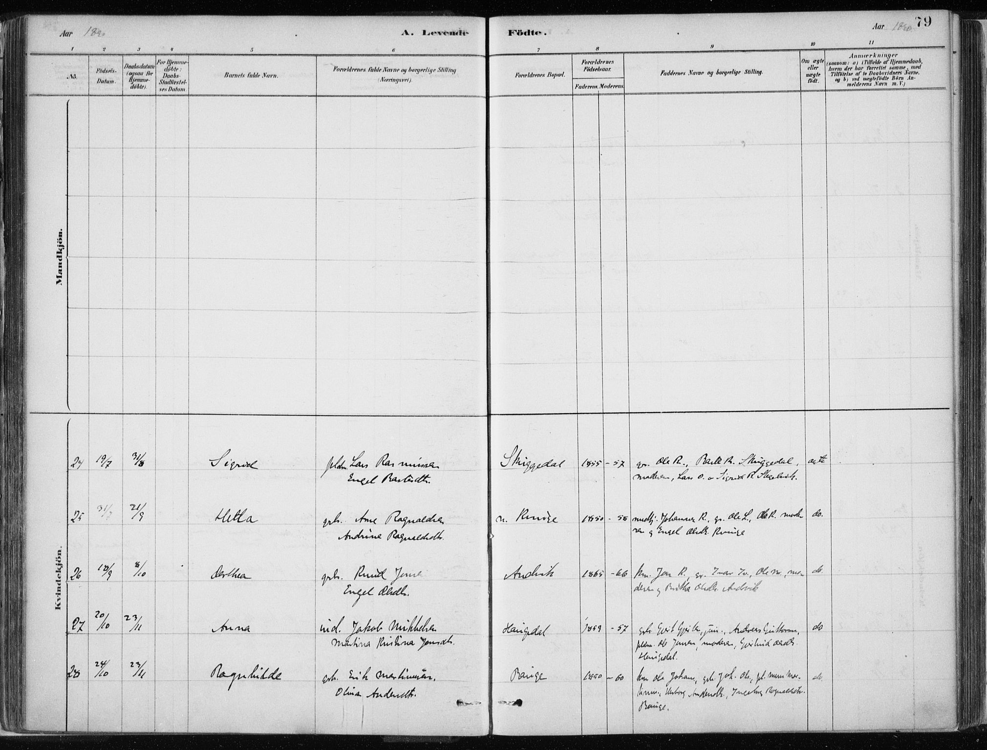 Masfjorden Sokneprestembete, SAB/A-77001: Parish register (official) no. B  1, 1876-1899, p. 79