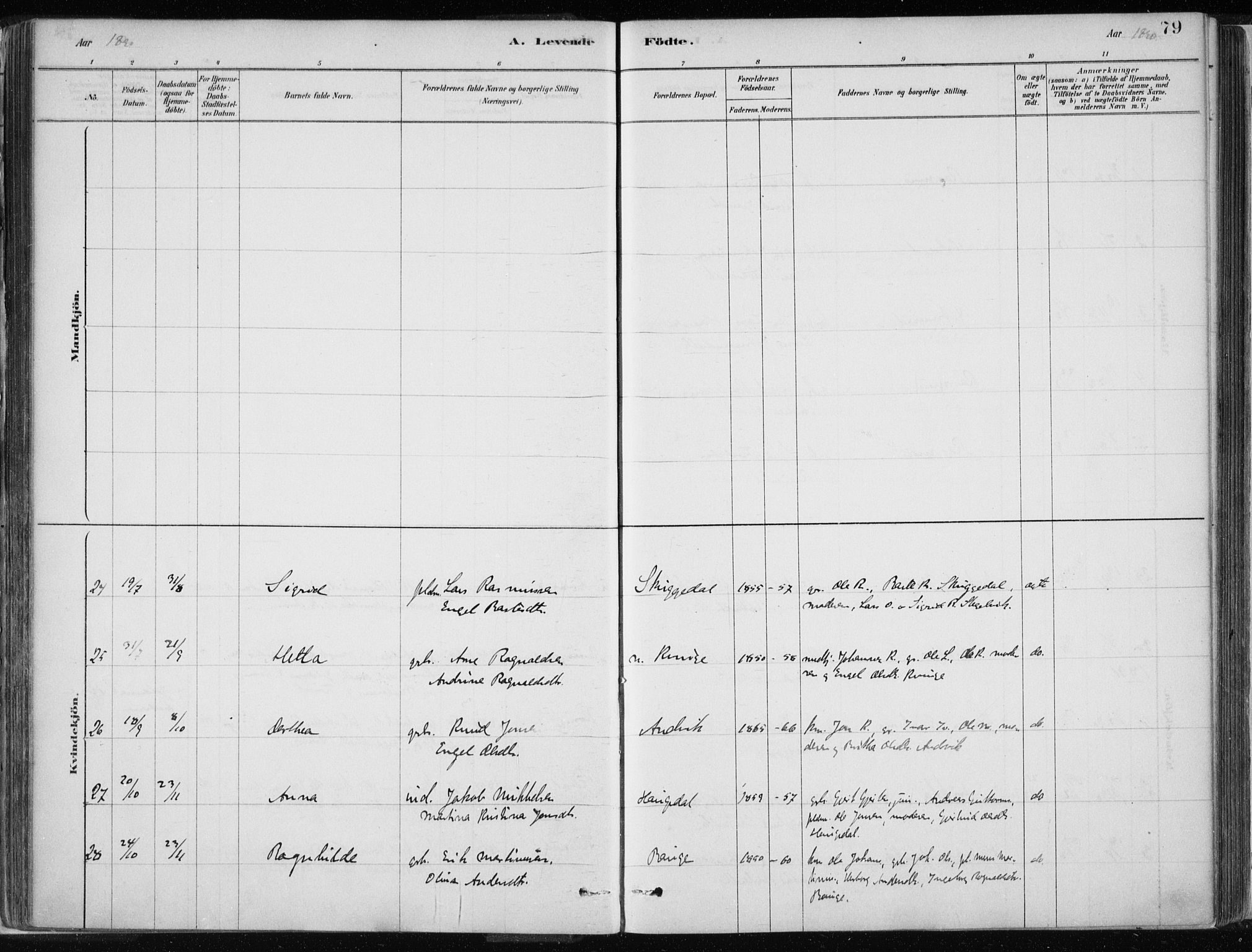 Masfjorden Sokneprestembete, AV/SAB-A-77001: Parish register (official) no. B  1, 1876-1899, p. 79